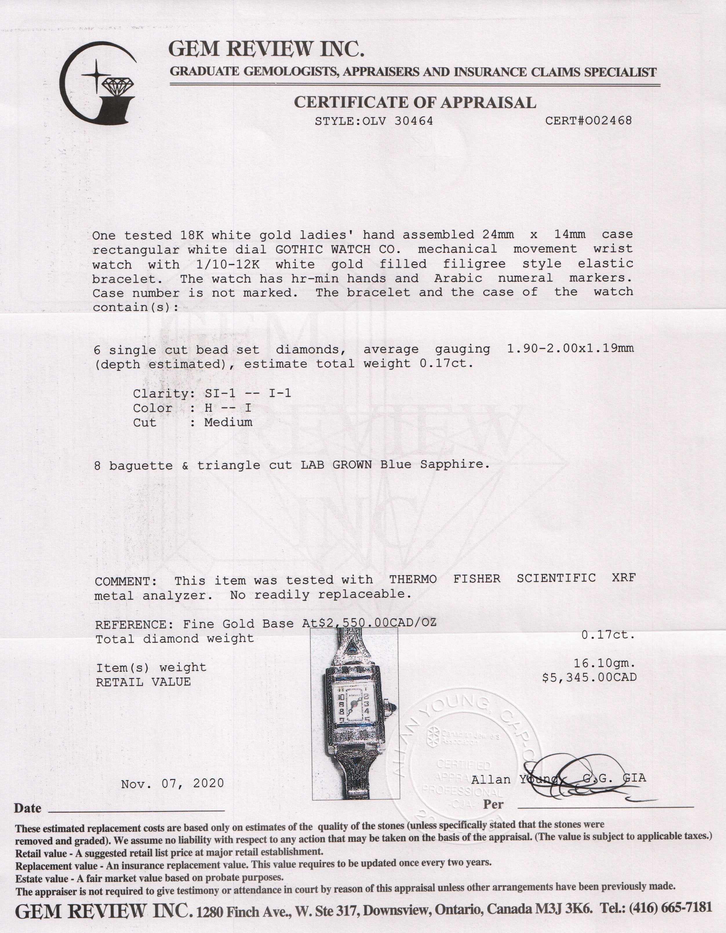 Antique White Gold & Diamond Gothic Watch