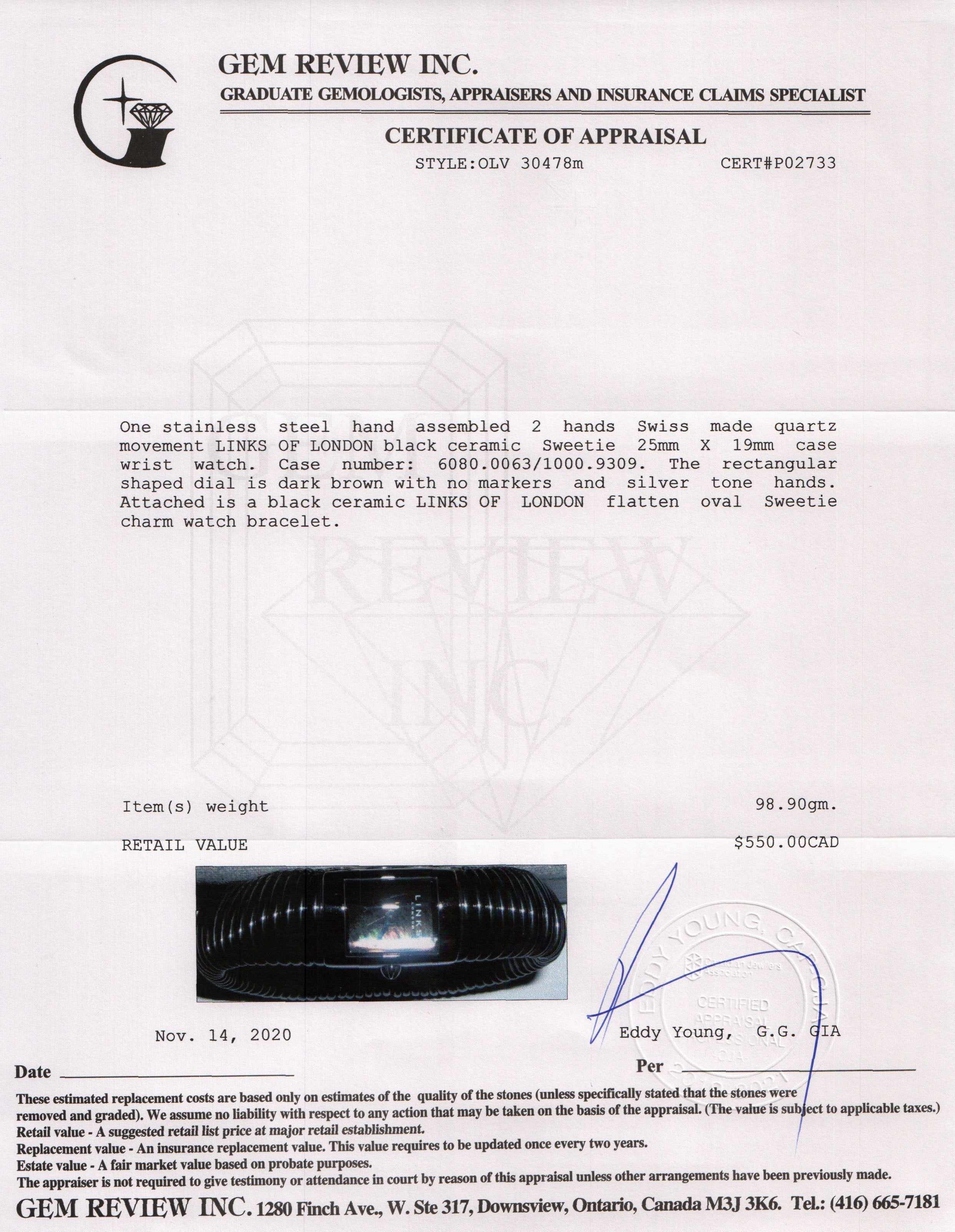 Links of London Black Ceramic Sweetie Watch