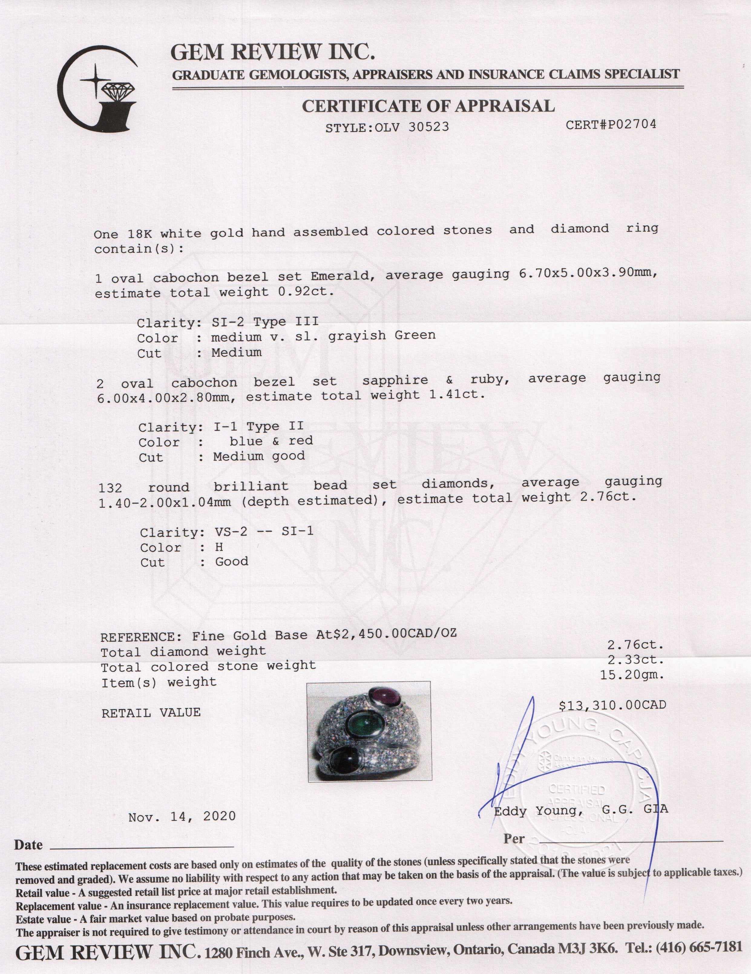 Coloured Stones & Diamond Ring