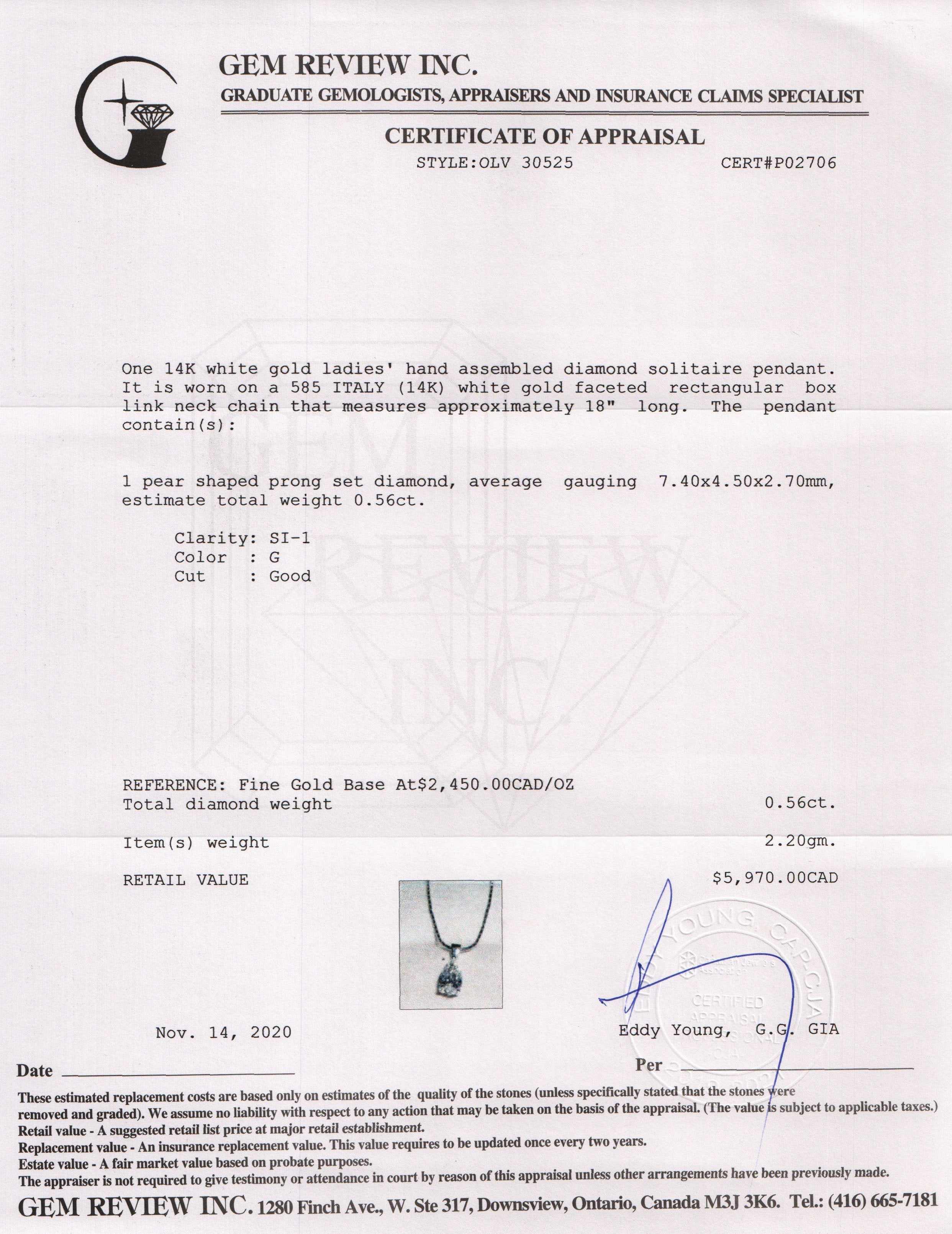 Diamond Solitaire Pendant Necklace