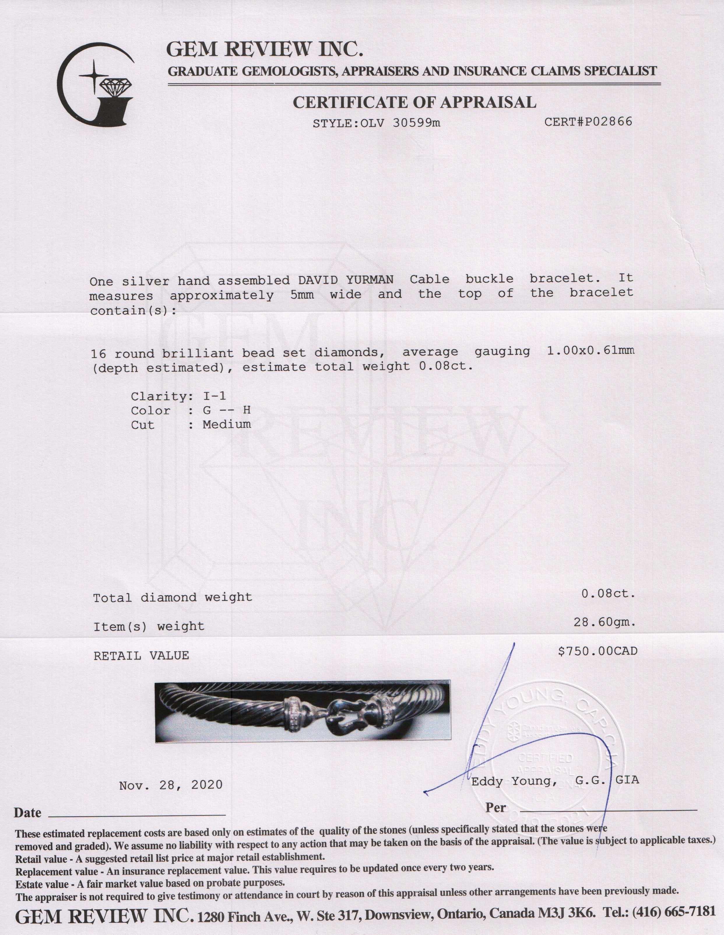 David Yurman Cable Buckle Bracelet with Diamonds