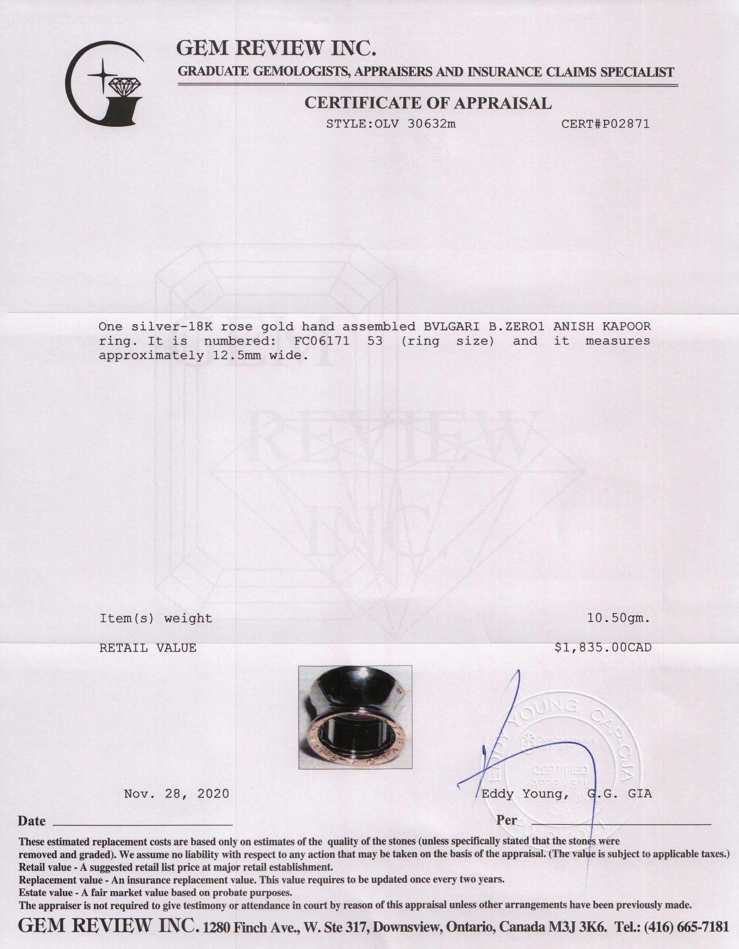 BVLGARI Two-Tone B.Zero1 Anish Kapoor Ring