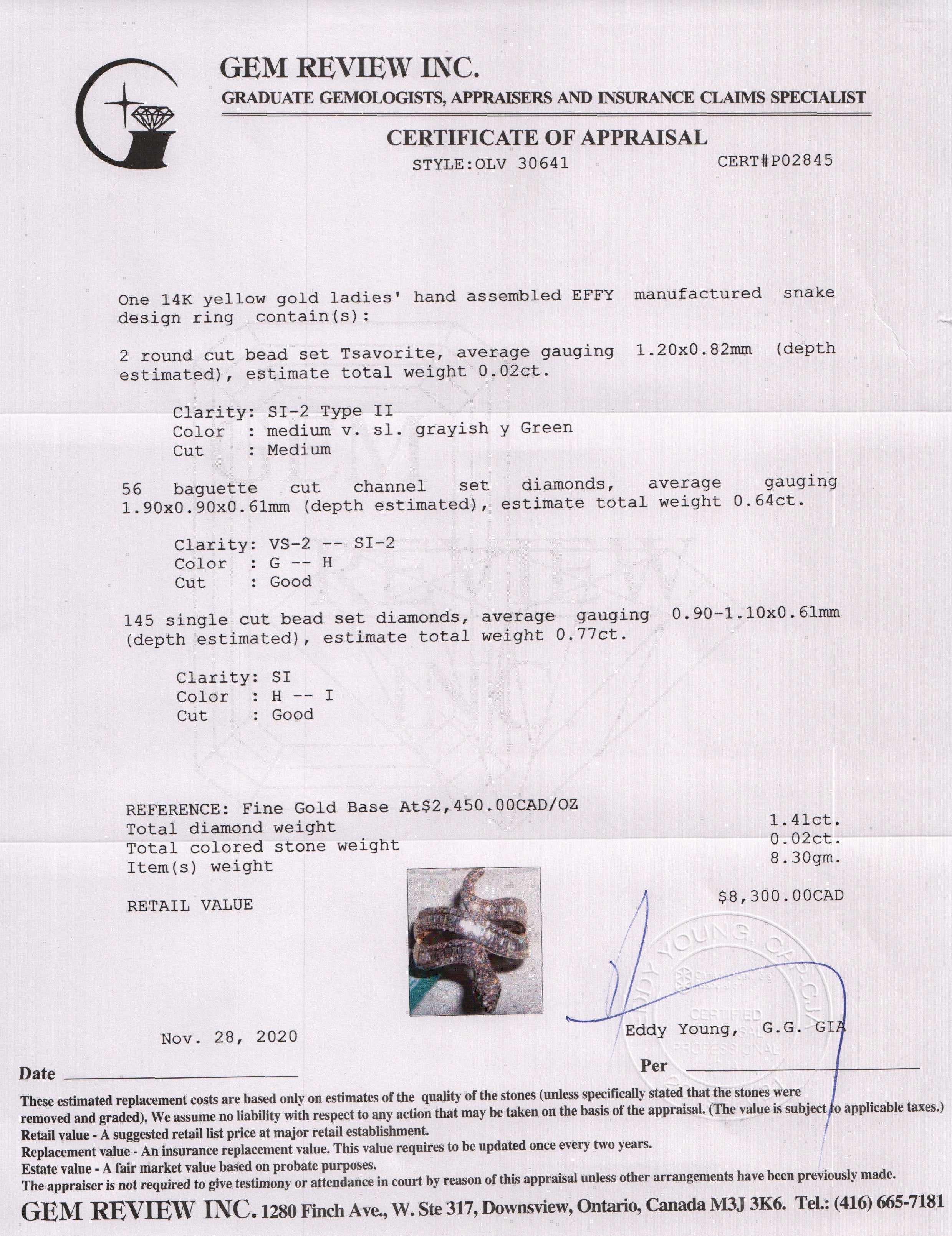 EFFY Safari Snake Diamond Ring w/ Box