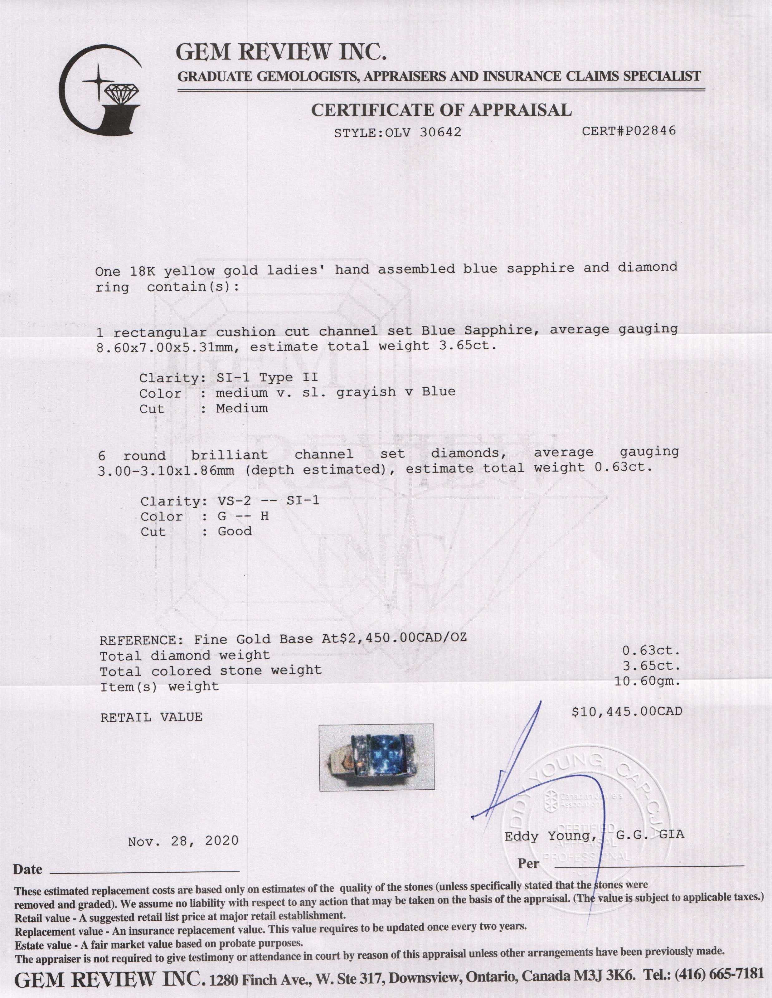 Blue Sapphire and Diamond Ring