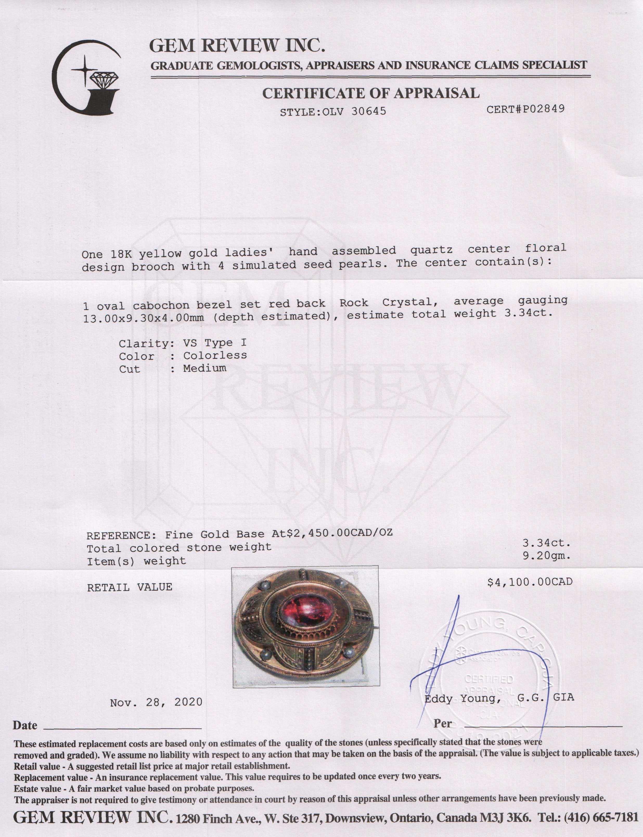 Antique Quartz Floral Brooch