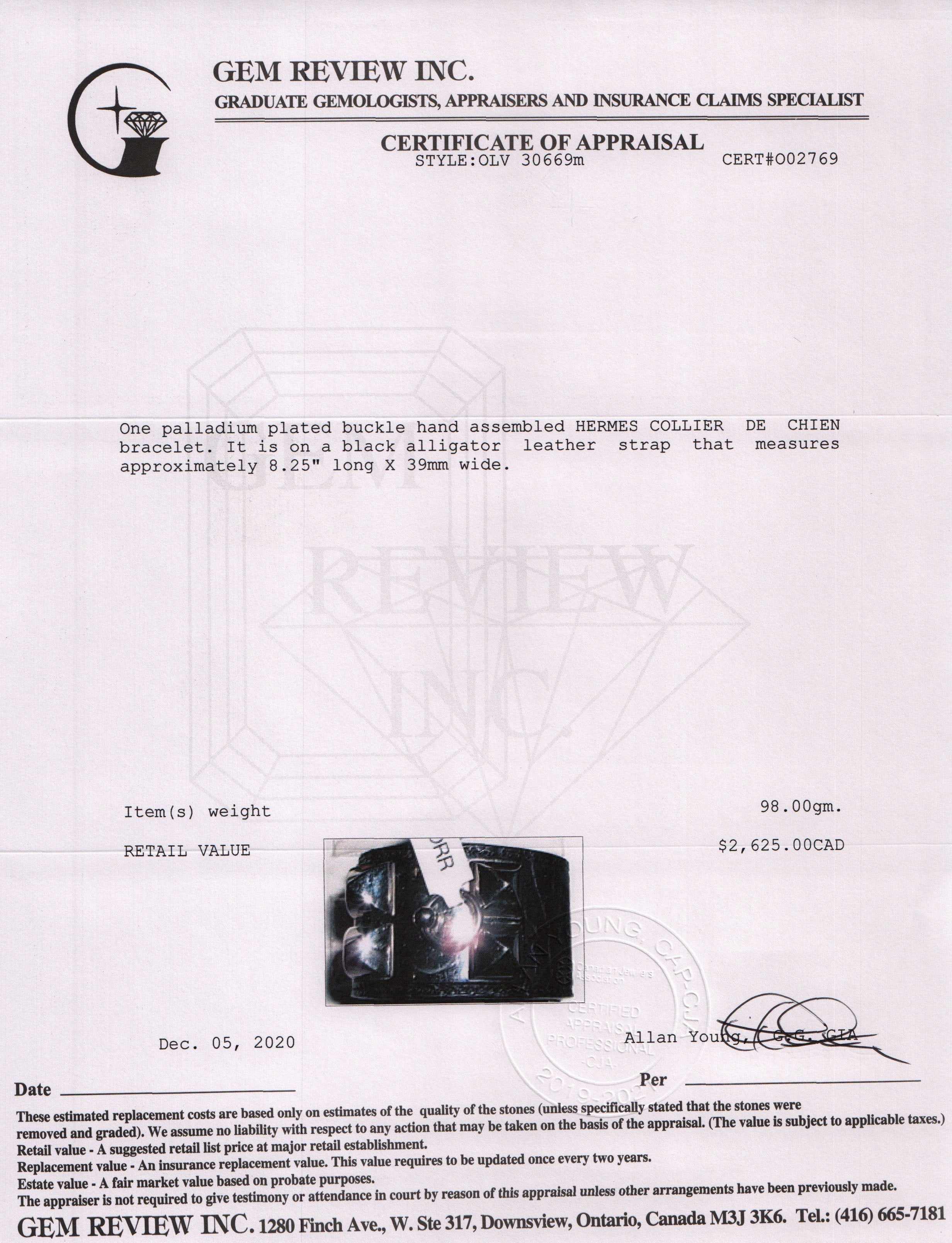 Hermes Alligator Collier de Chien Bracelet