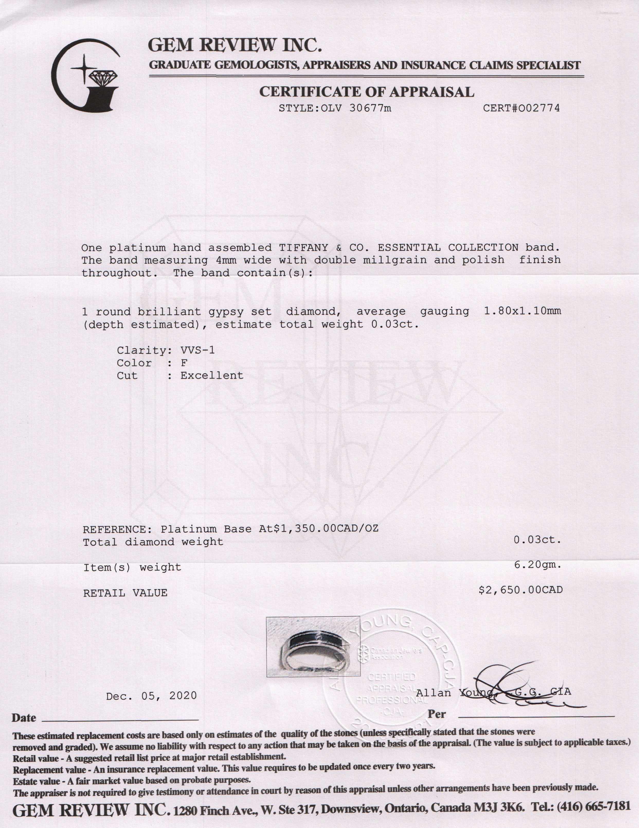 Tiffany & Co. Essential Double Milgrain Diamond Band Ring