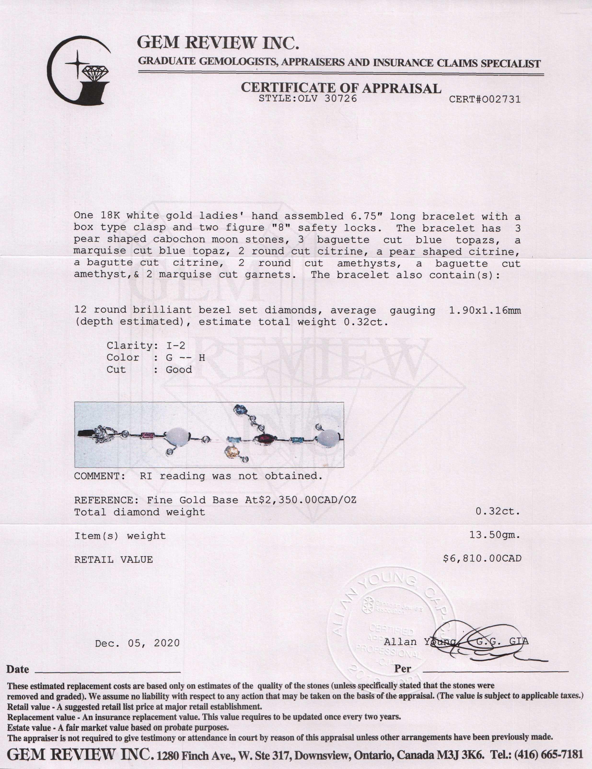 Coloured Stone and Diamond Bracelet