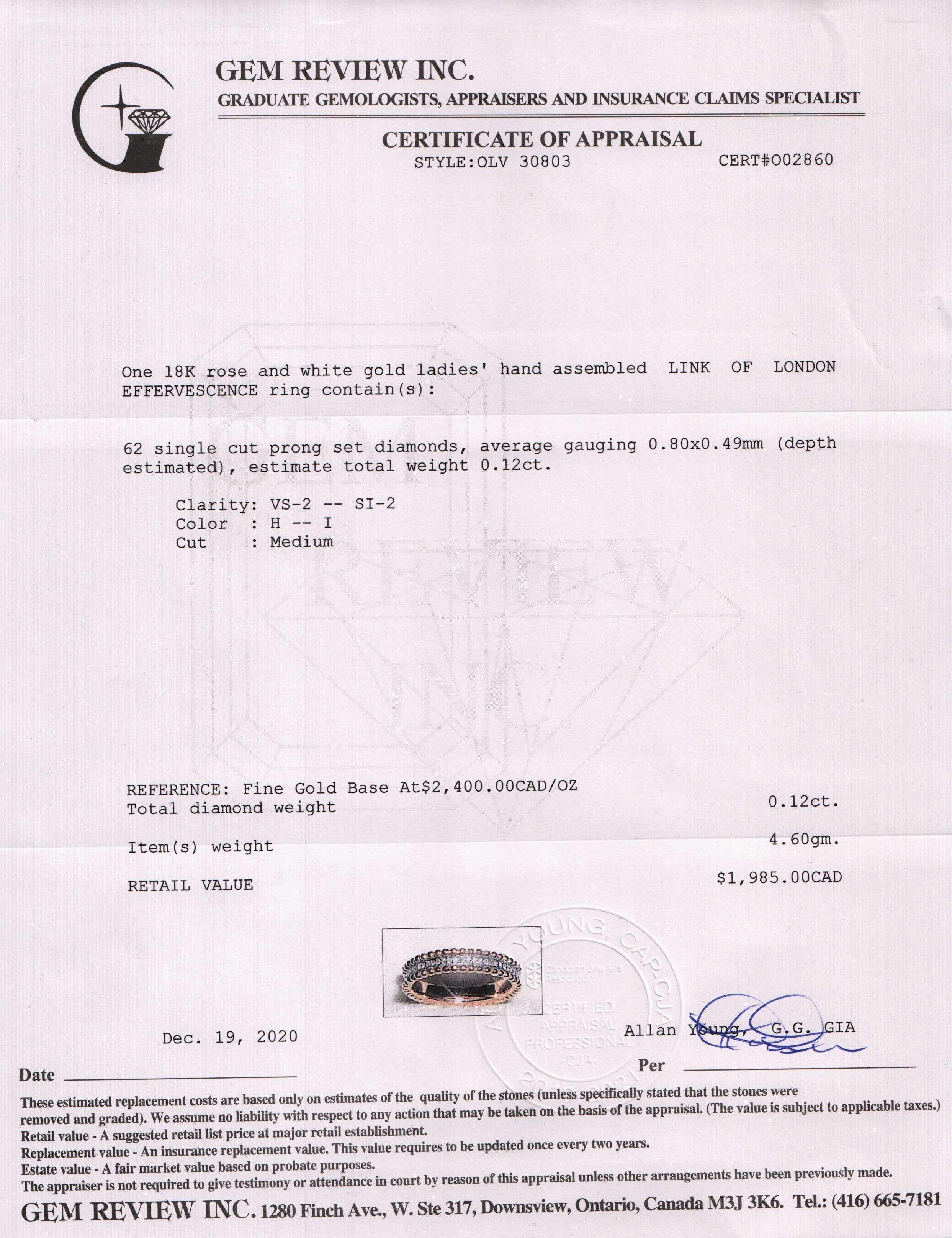 Links of London Effervescence 18k Rose Gold & Diamond Band Ring