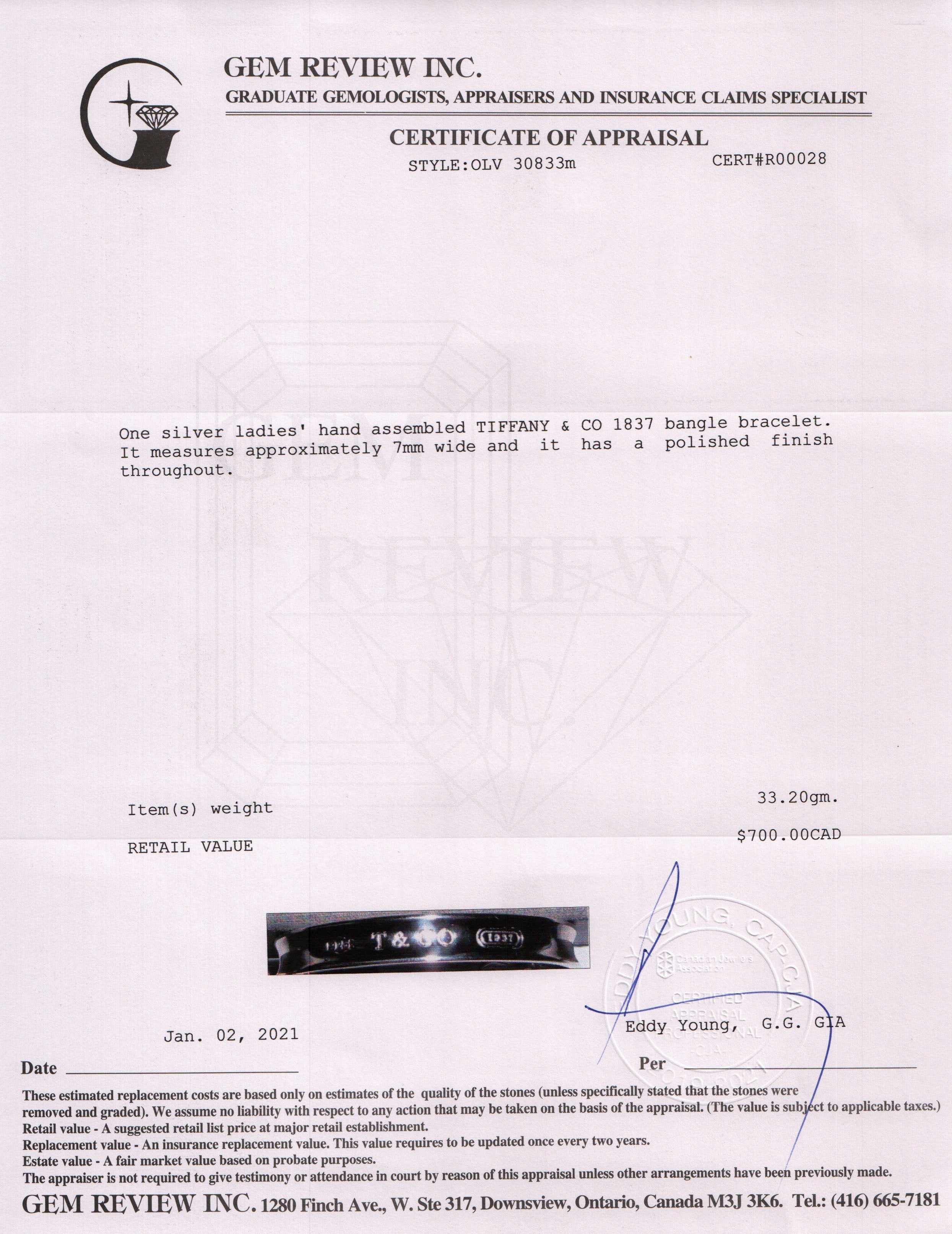 Tiffany & Co. 1837 Bangle Bracelet