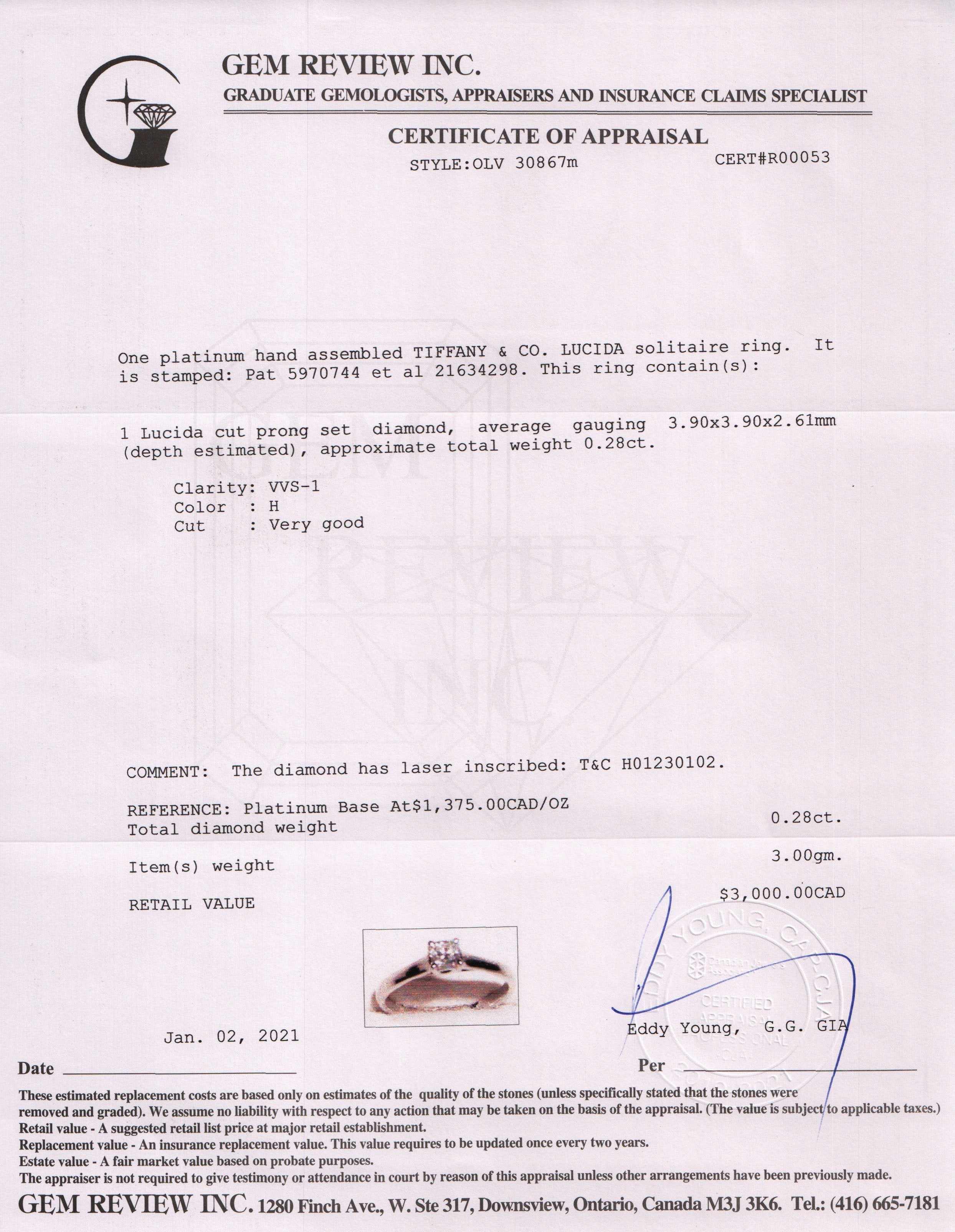 Tiffany & Co. Lucida Cut Diamond Solitaire Engagement Ring