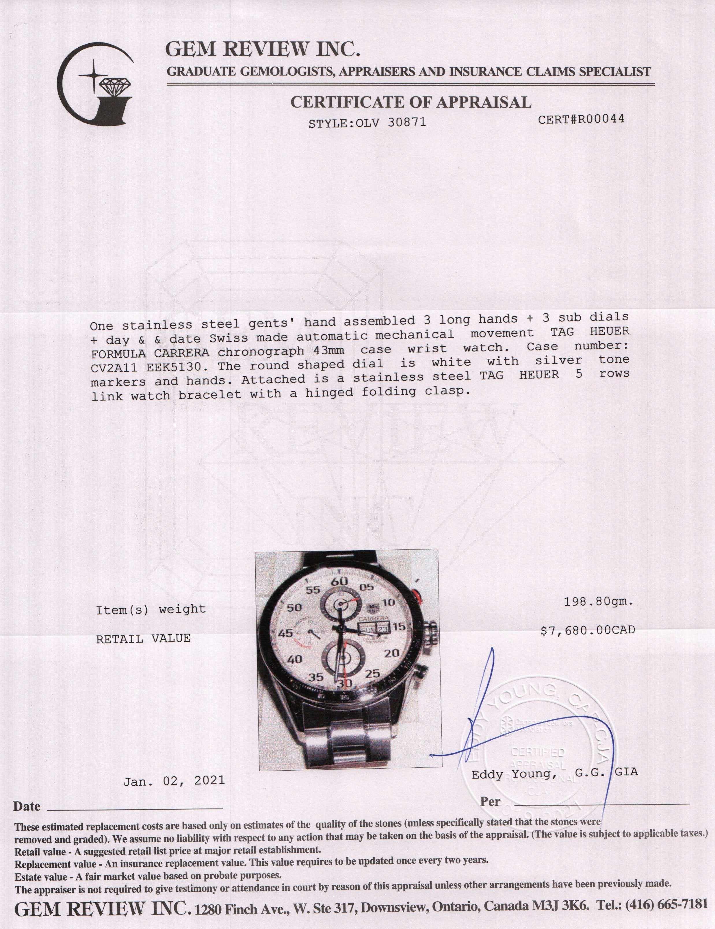 Tag Heuer Carrera Chronograph Watch