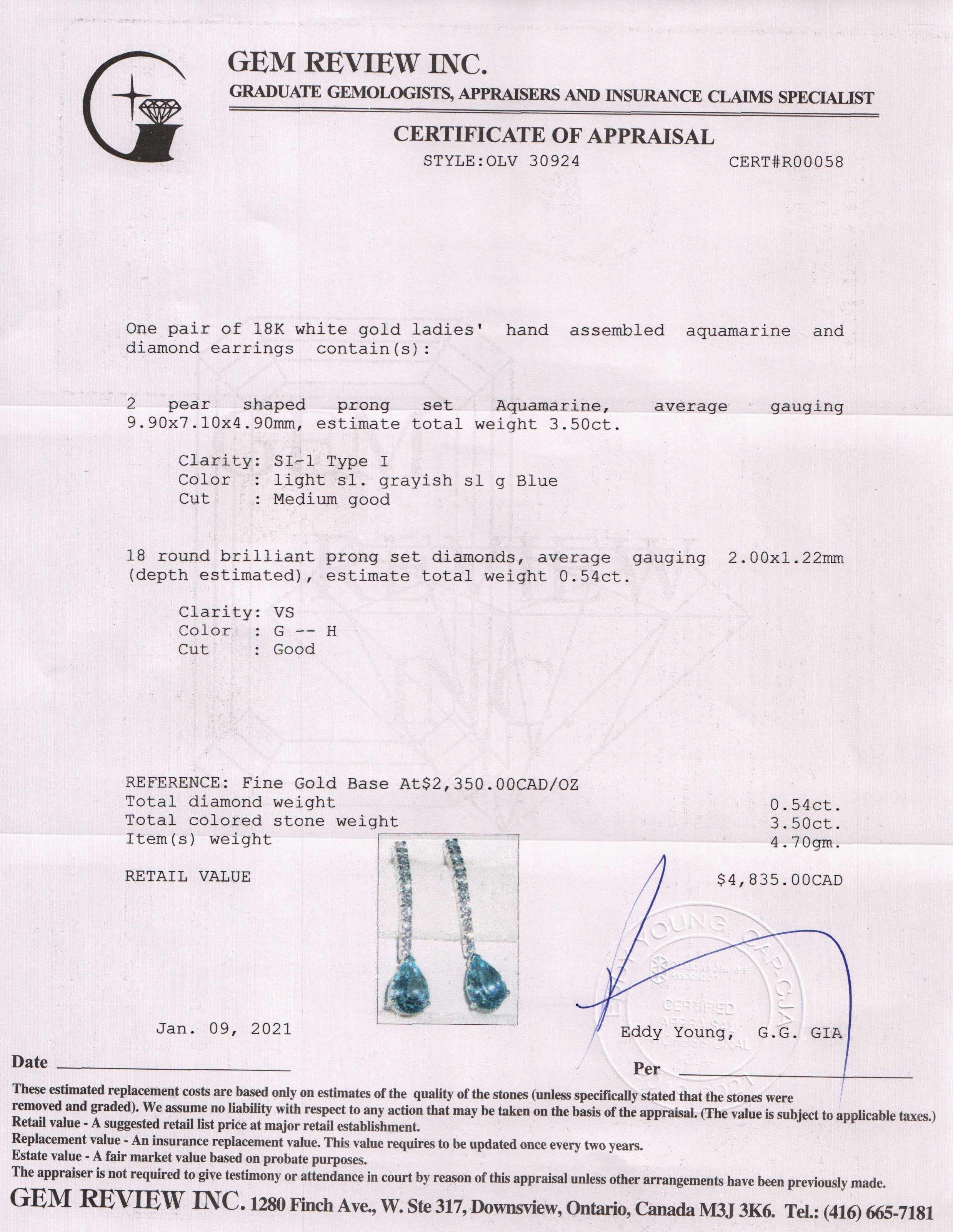 Aquamarine and Diamond Drop Earrings