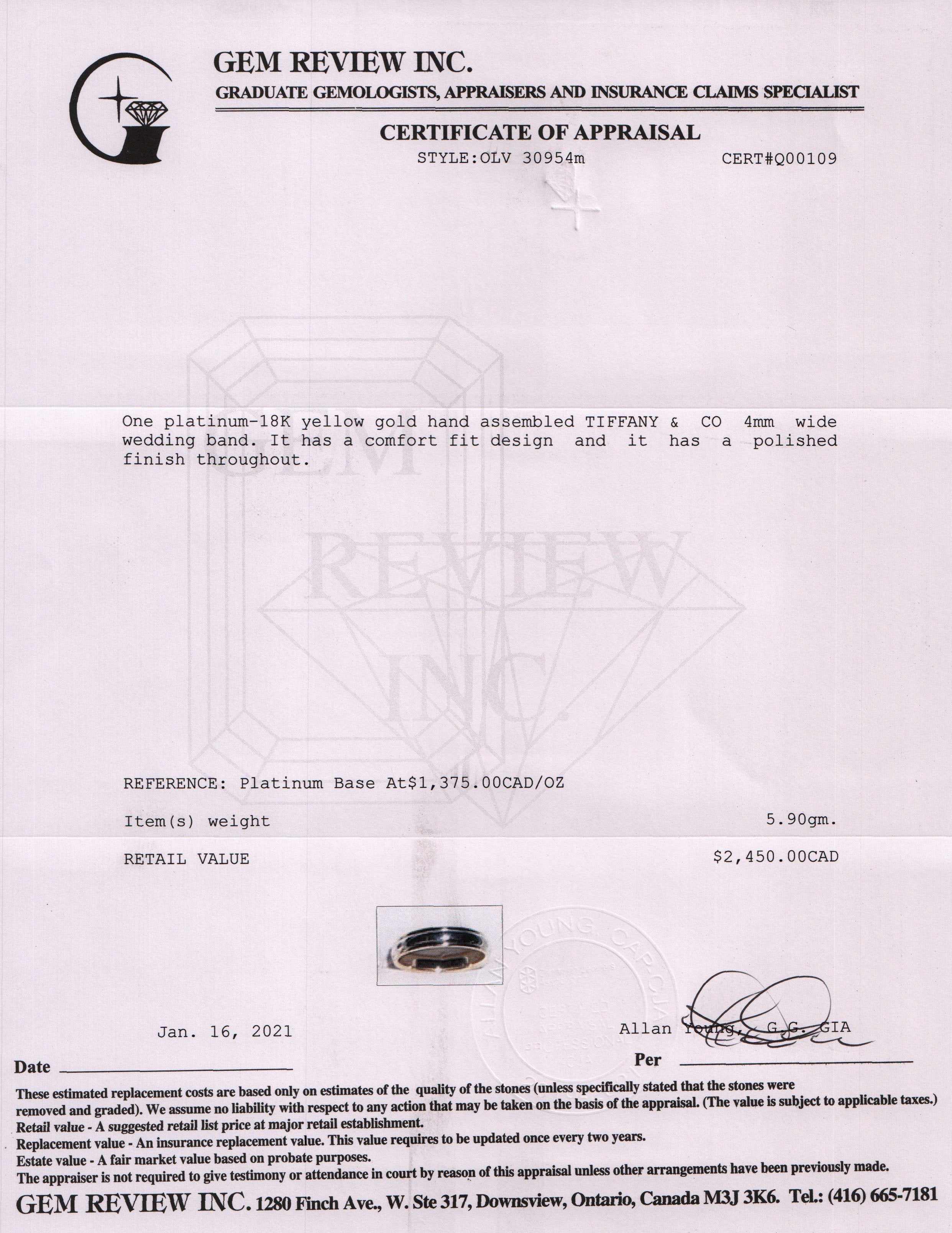 Tiffany & Co. Two-Tone Wedding Band Ring