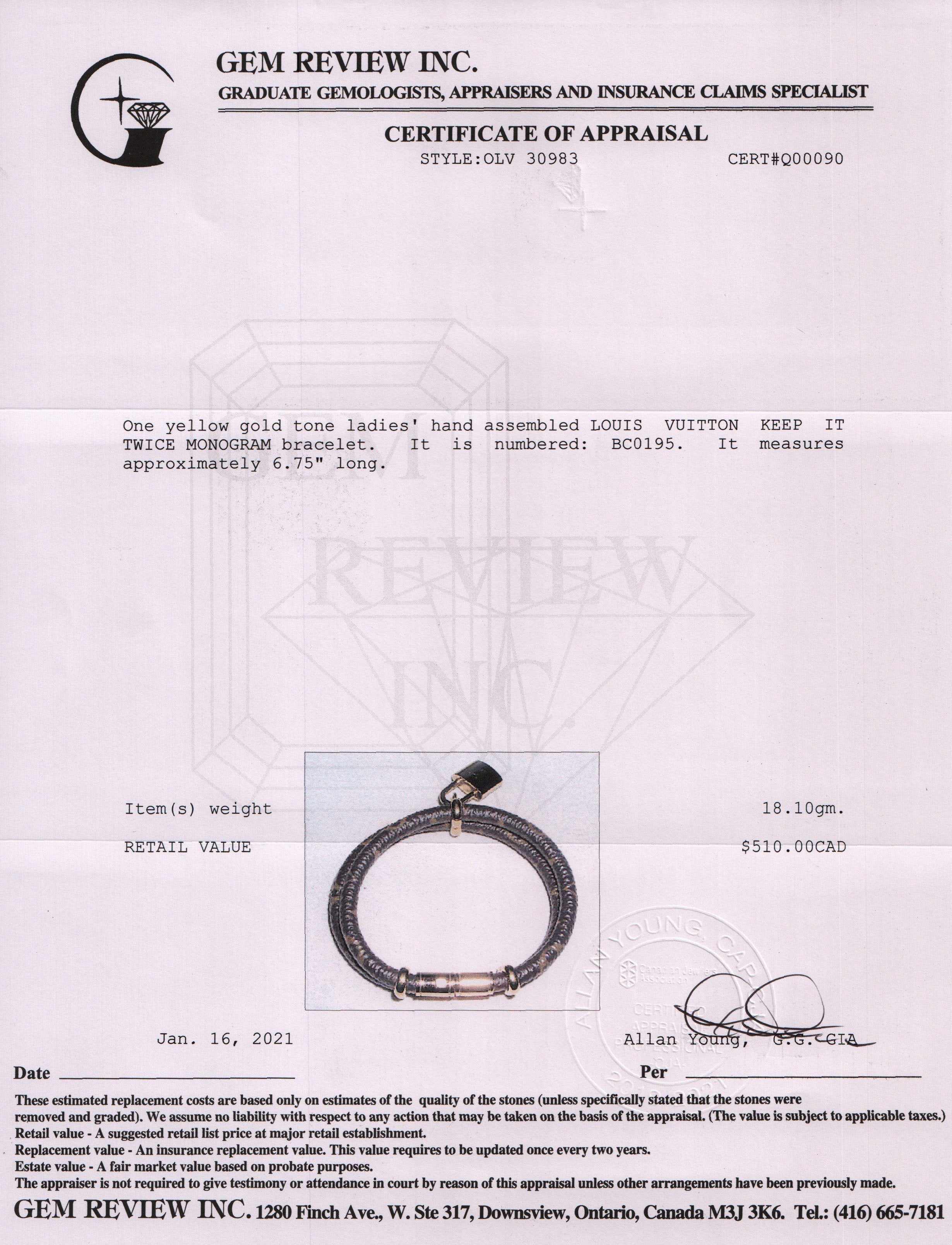 Louis Vuitton Keep It Twice Monogram Bracelet