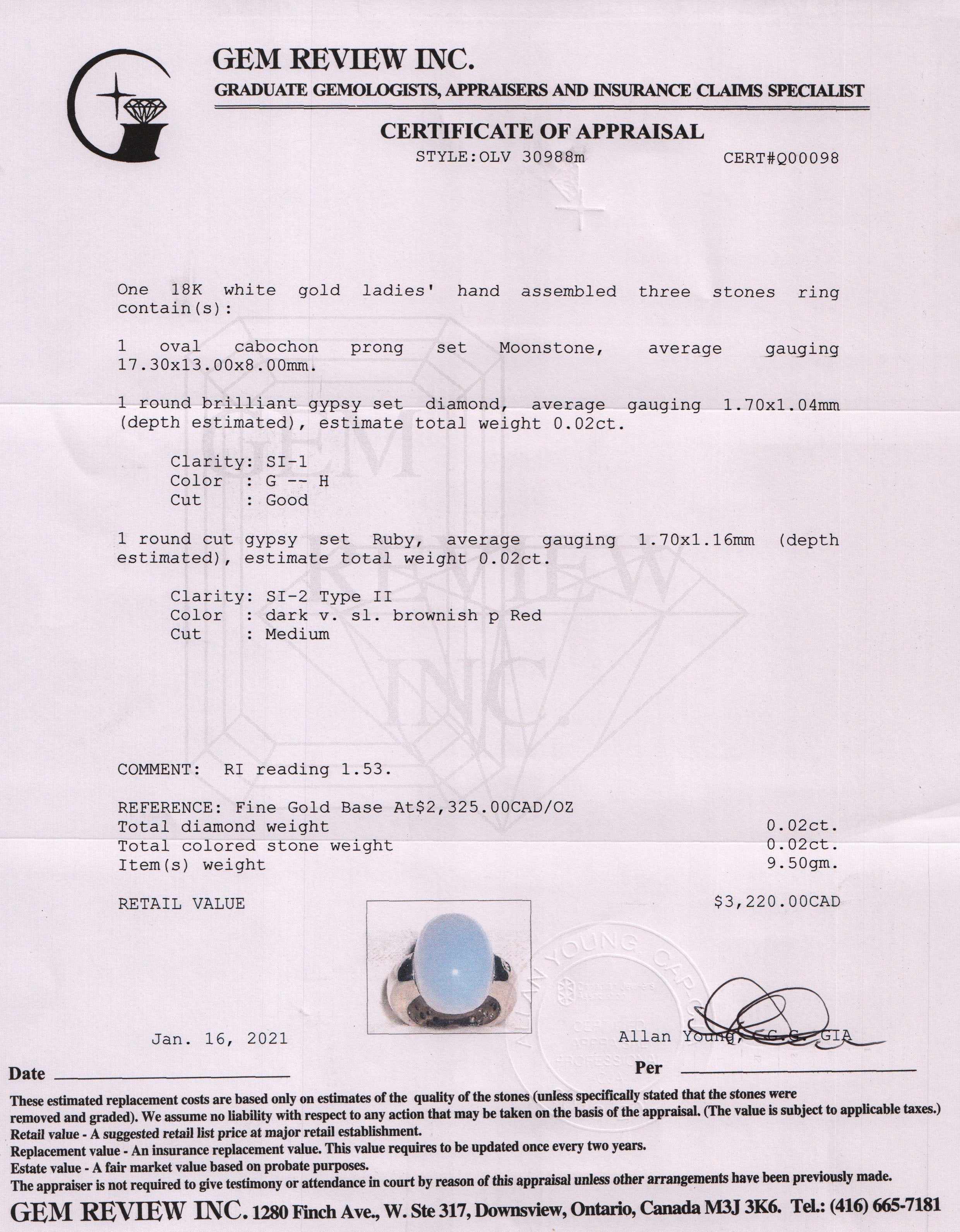 Moonstone & Diamond Ring