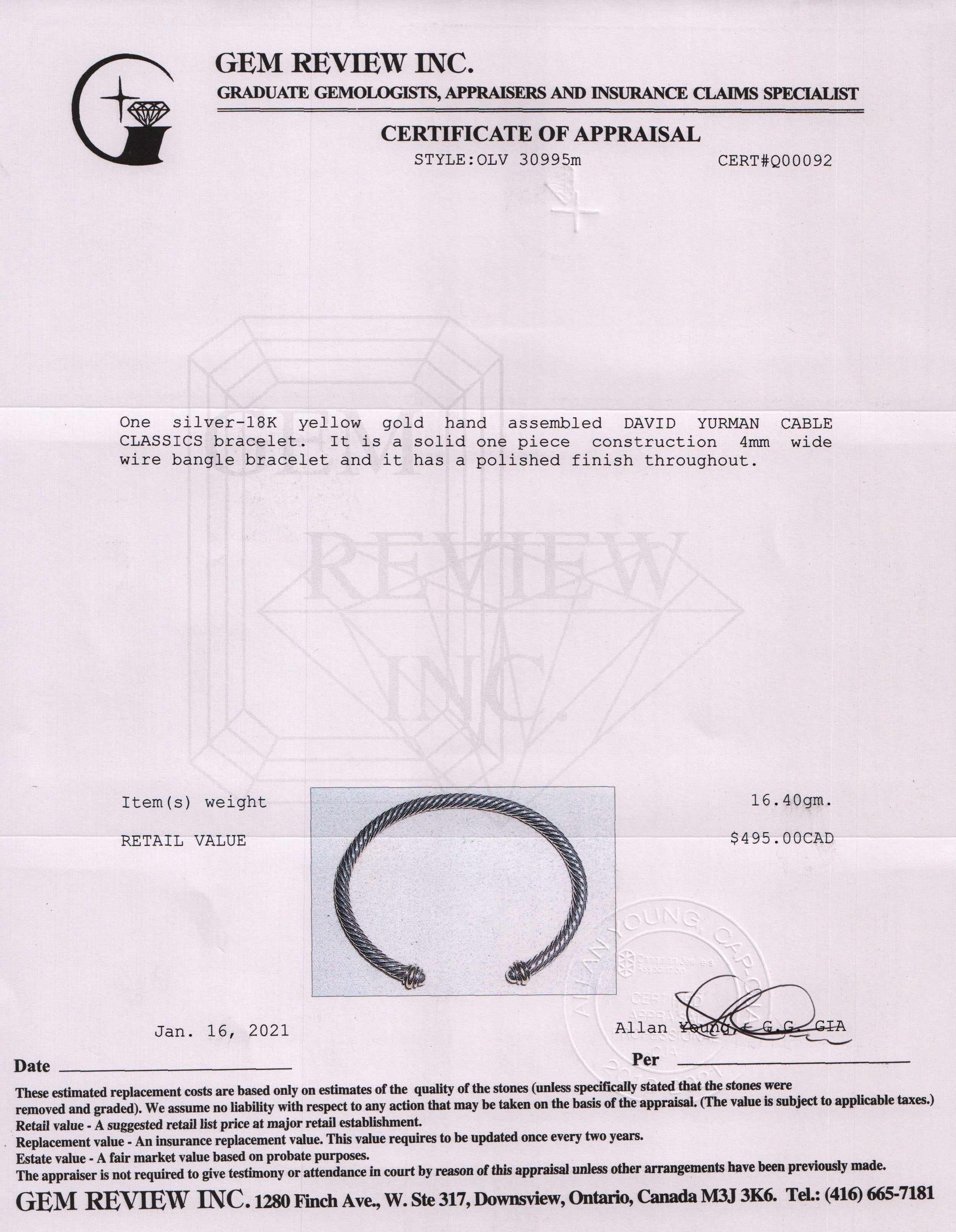 David Yurman Two-Tone Cable Classics Bracelet