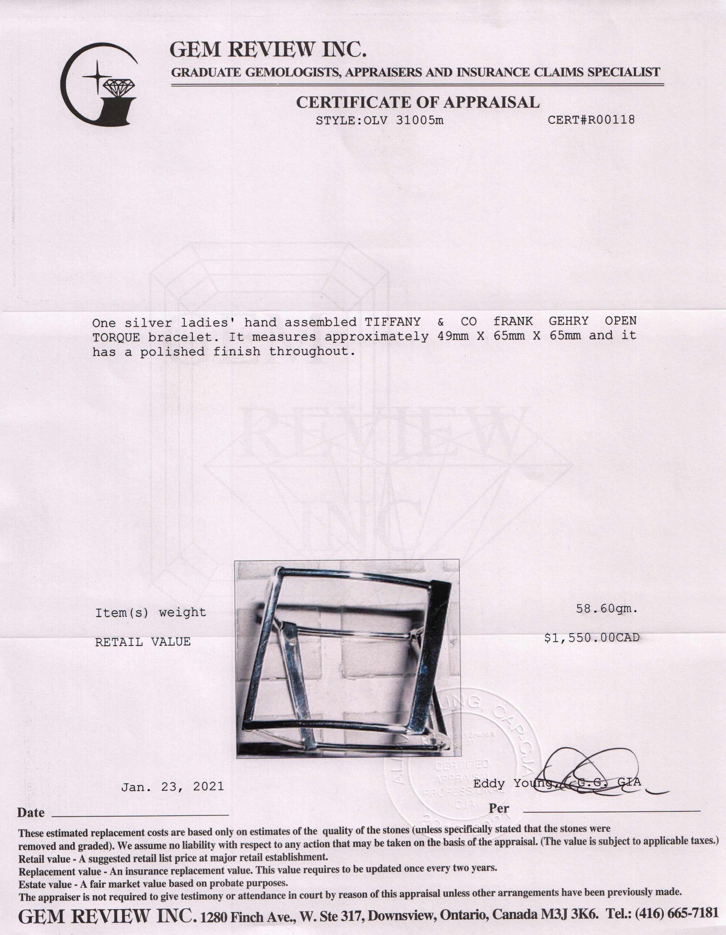 Tiffany & Co. Frank Gehry Open Torque Bangle Bracelet