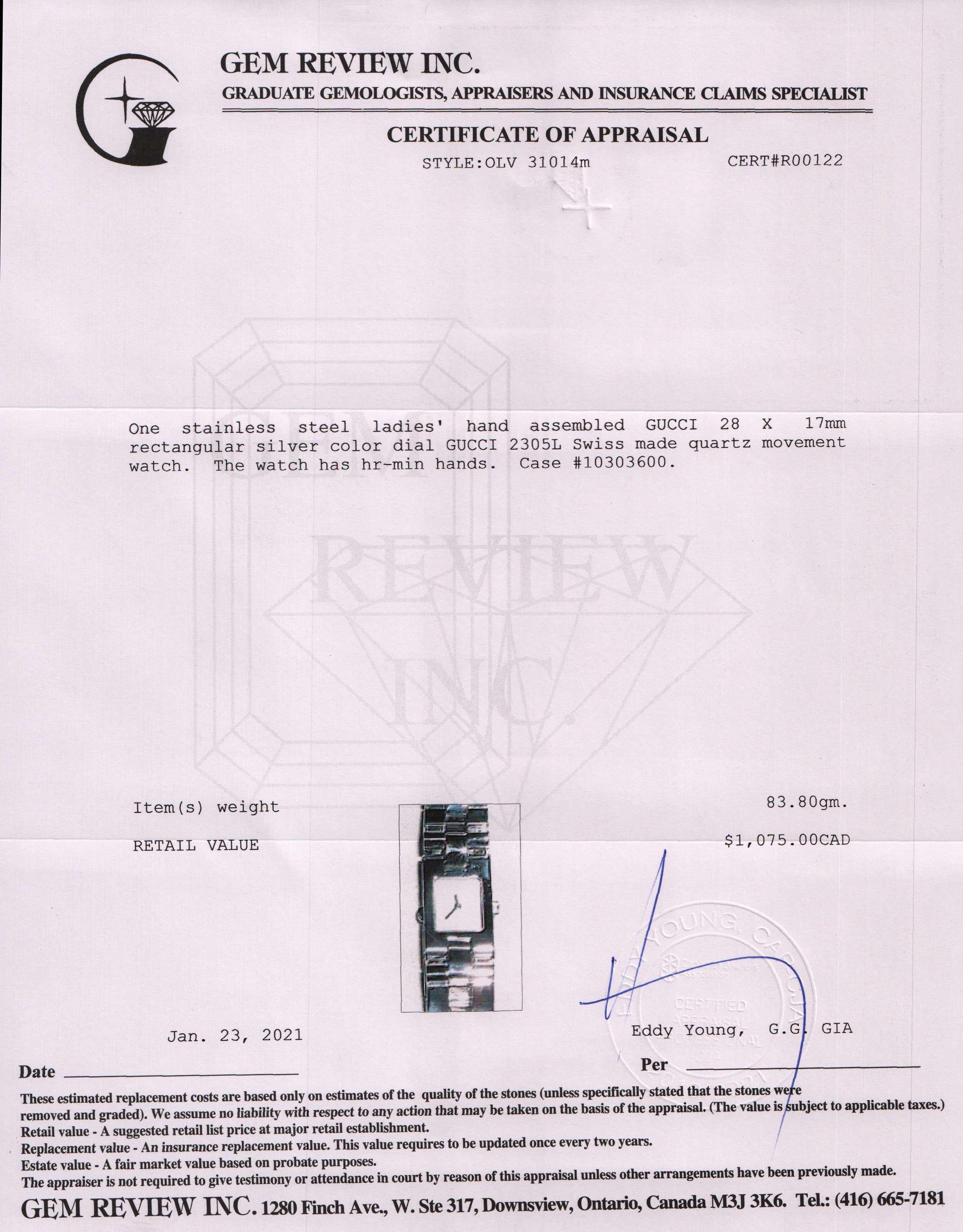 Gucci 2305 Series Watch w/ Box