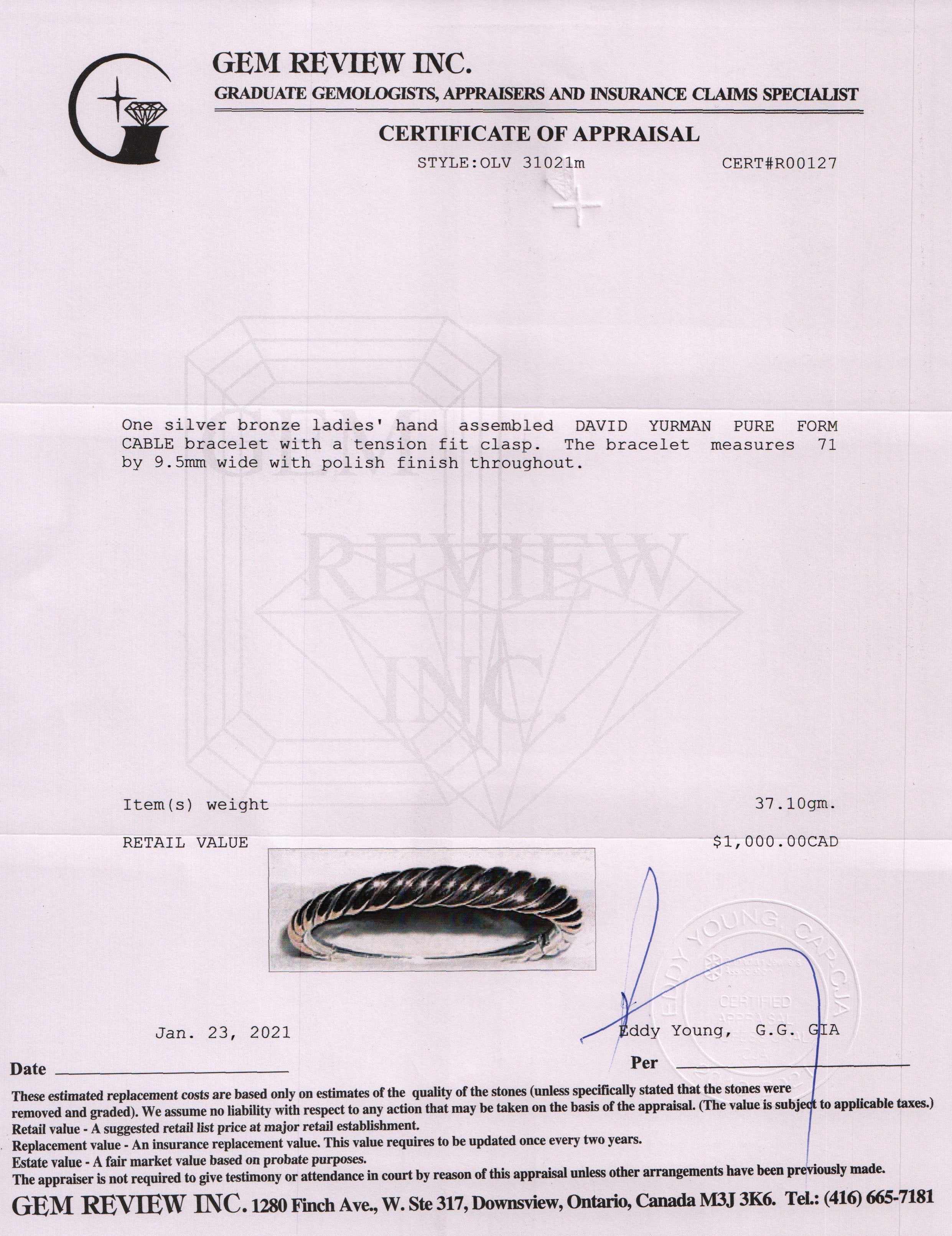 David Yurman Pure Form Mixed Metal Cable Bracelet