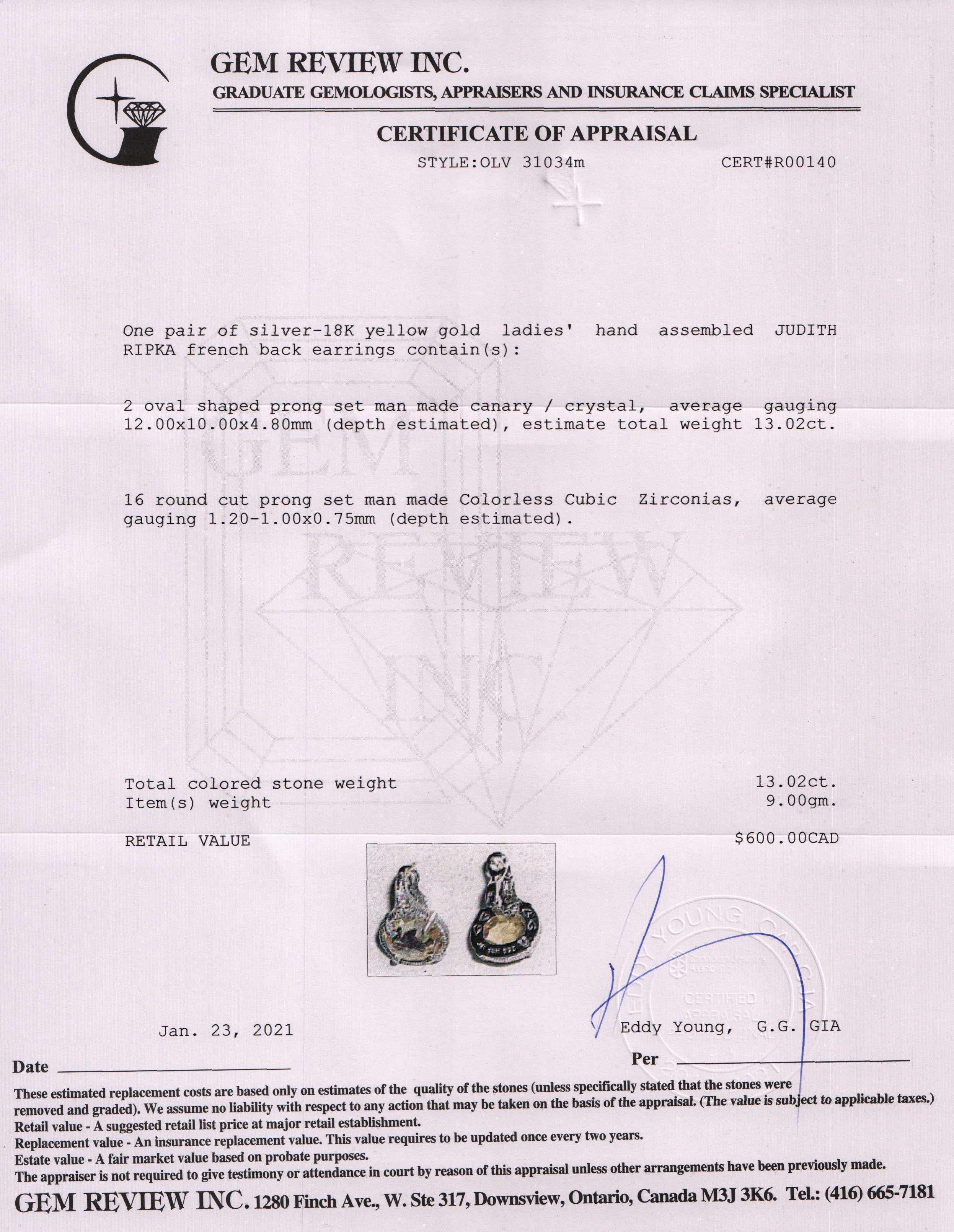 Judith Ripka Canary Crystal Eclipse Earrings