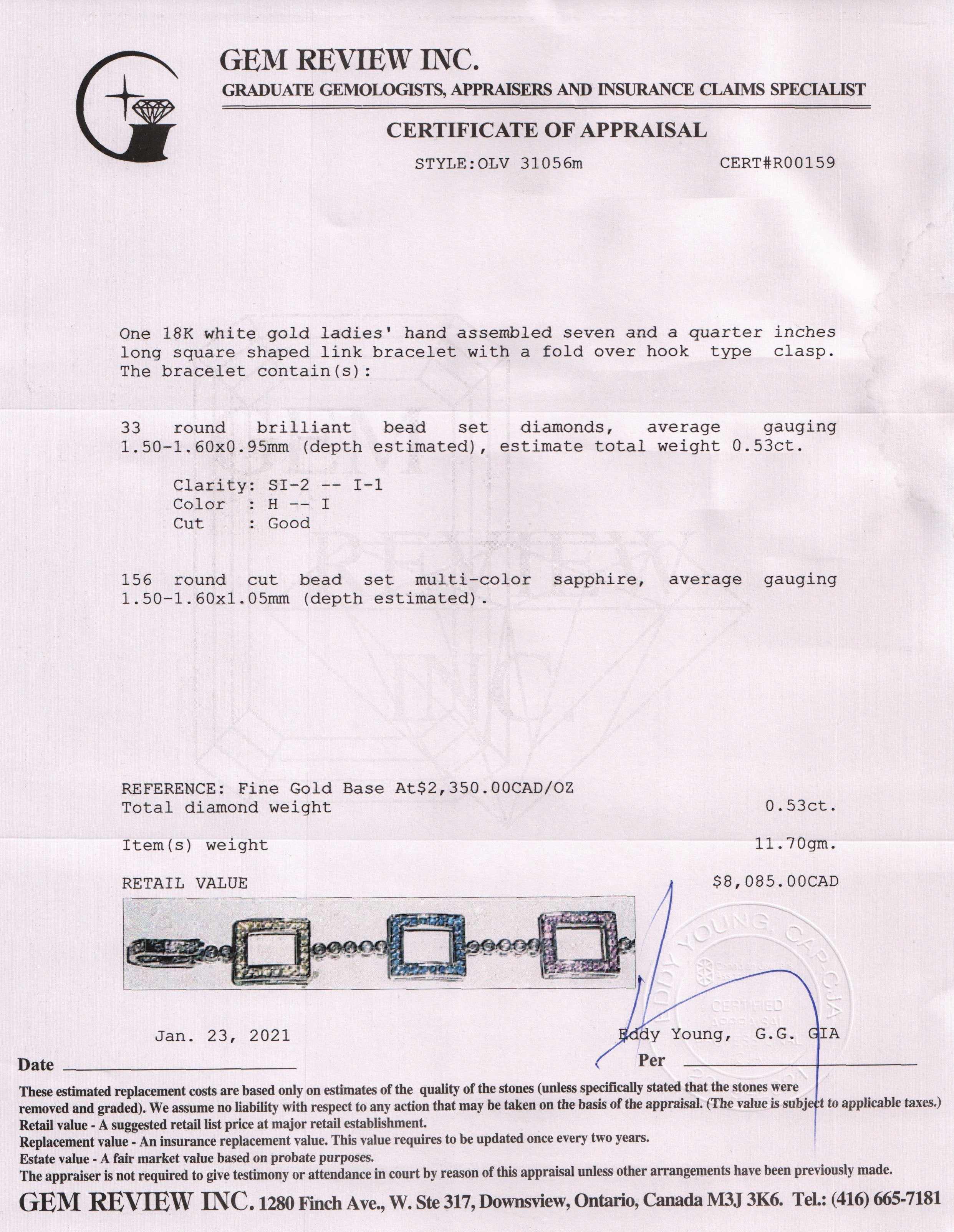 Diamond and Multicolored Sapphire Bracelet