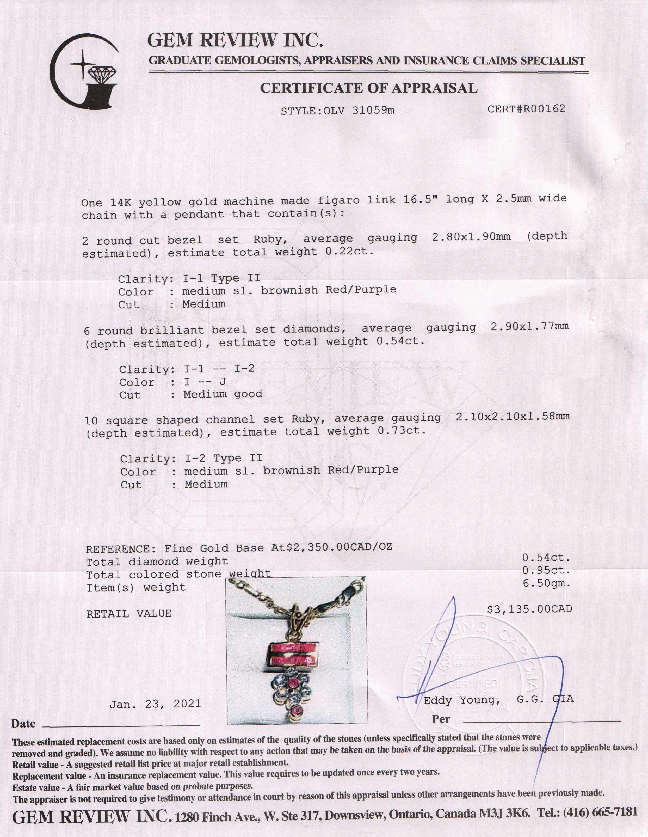 Ruby and Diamond Pendant Necklace