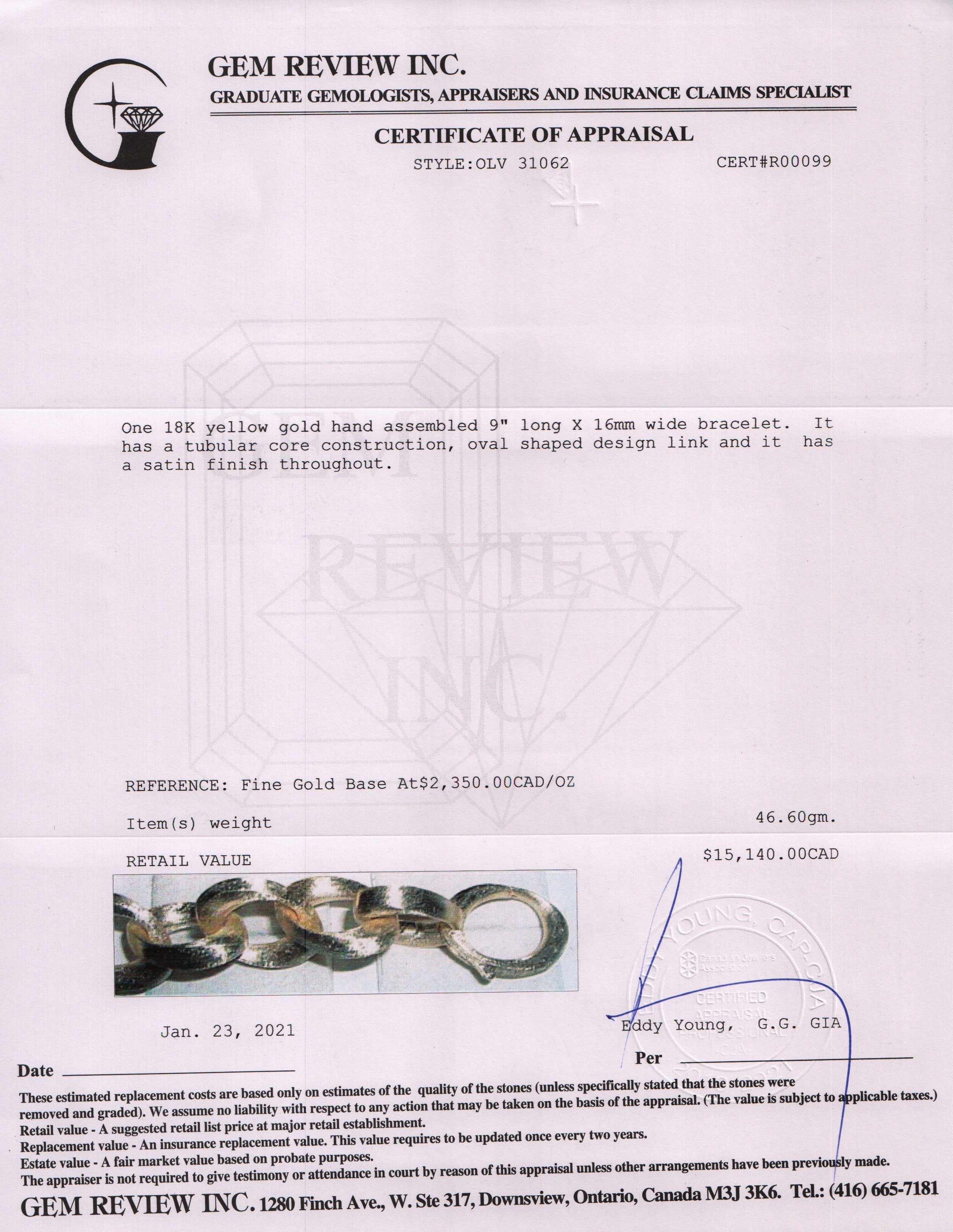 18k Gold Large Oval Link Bracelet