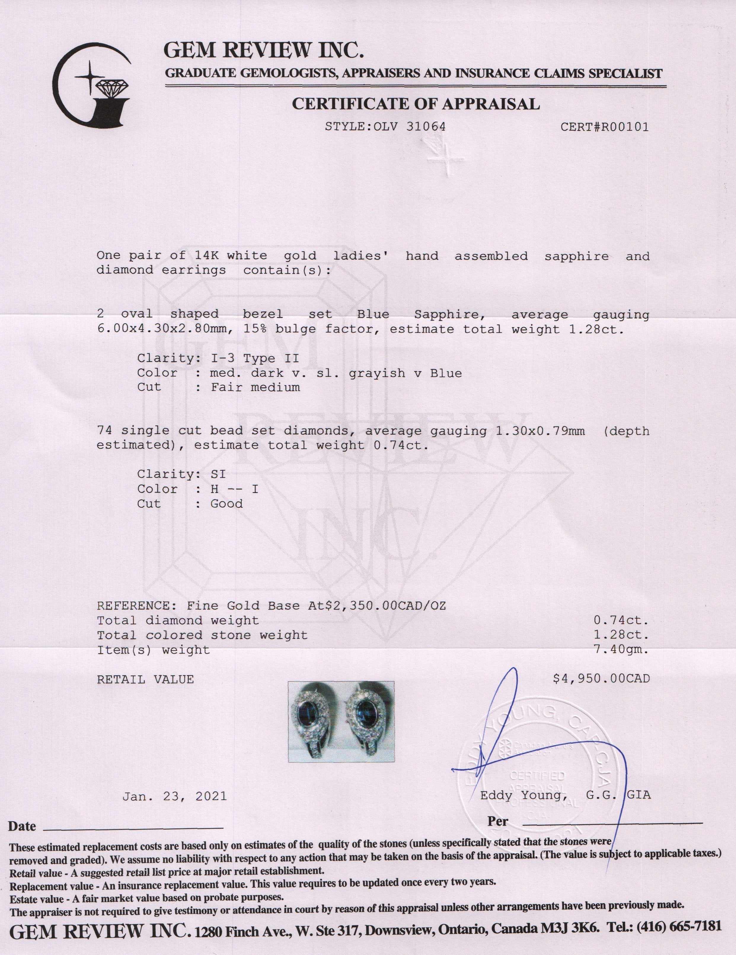 Blue Sapphire and Diamond Earrings