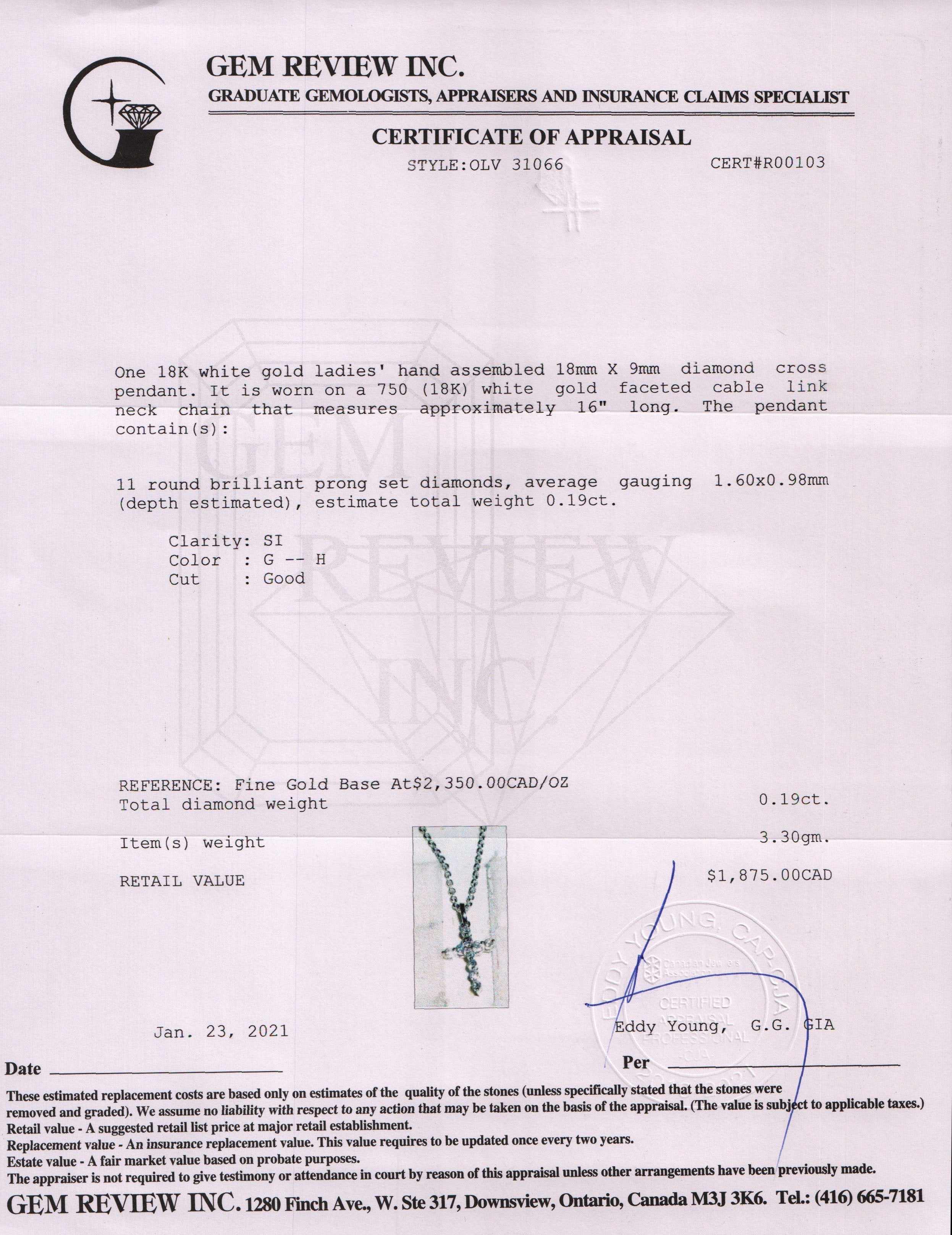 Diamond Cross Pendant Necklace