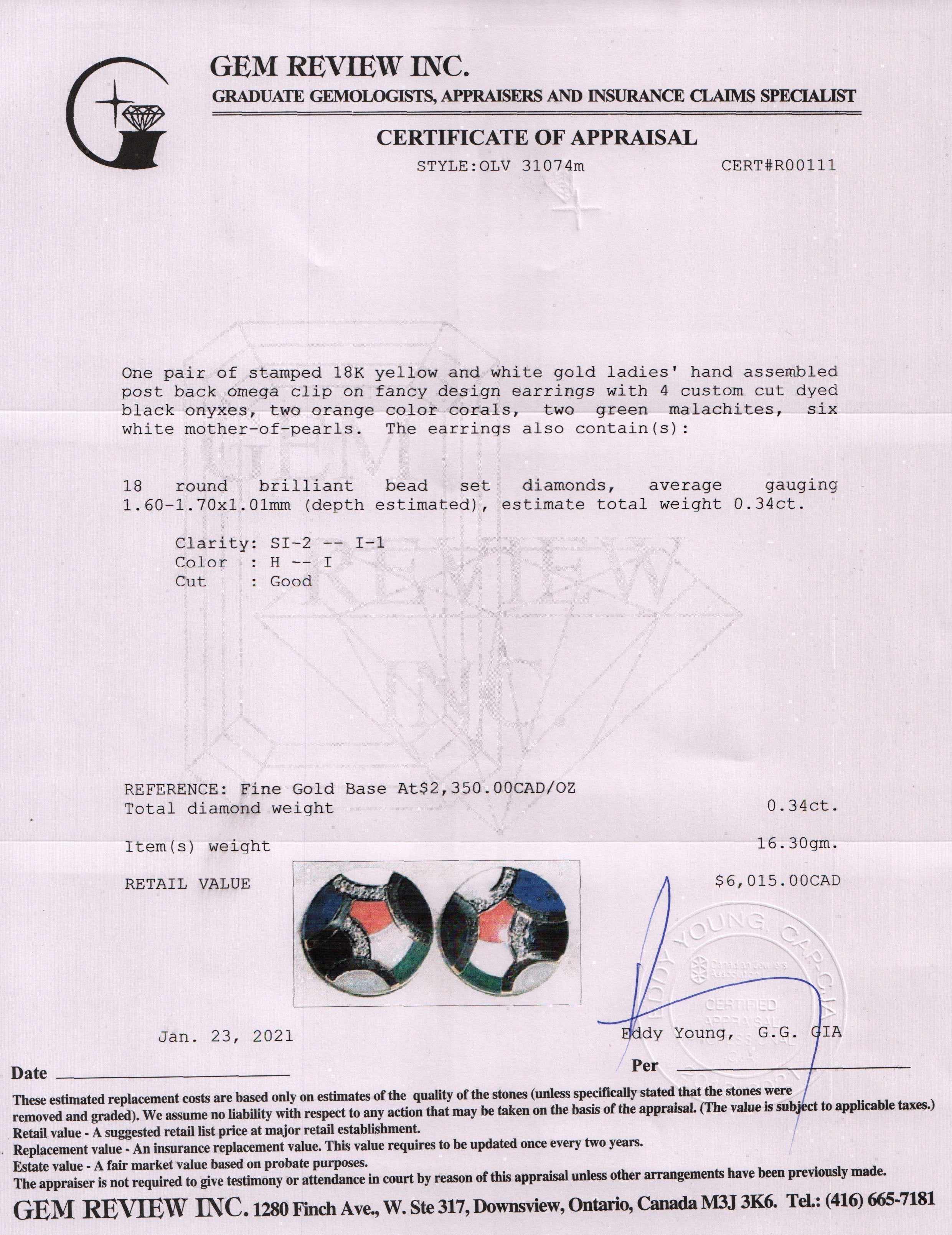 Coloured Stones & Diamond Round Earrings