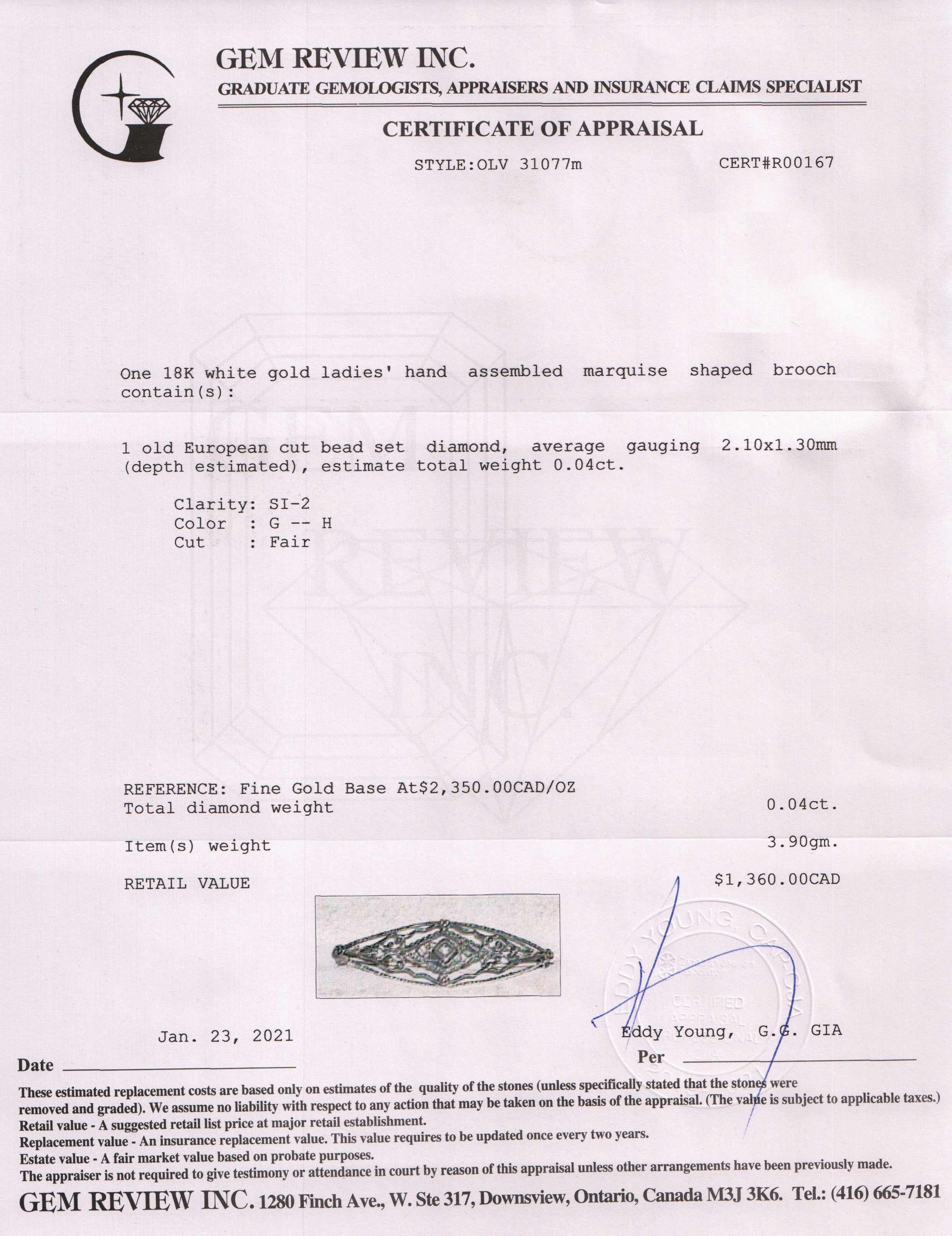 Antique Filigree Diamond Brooch