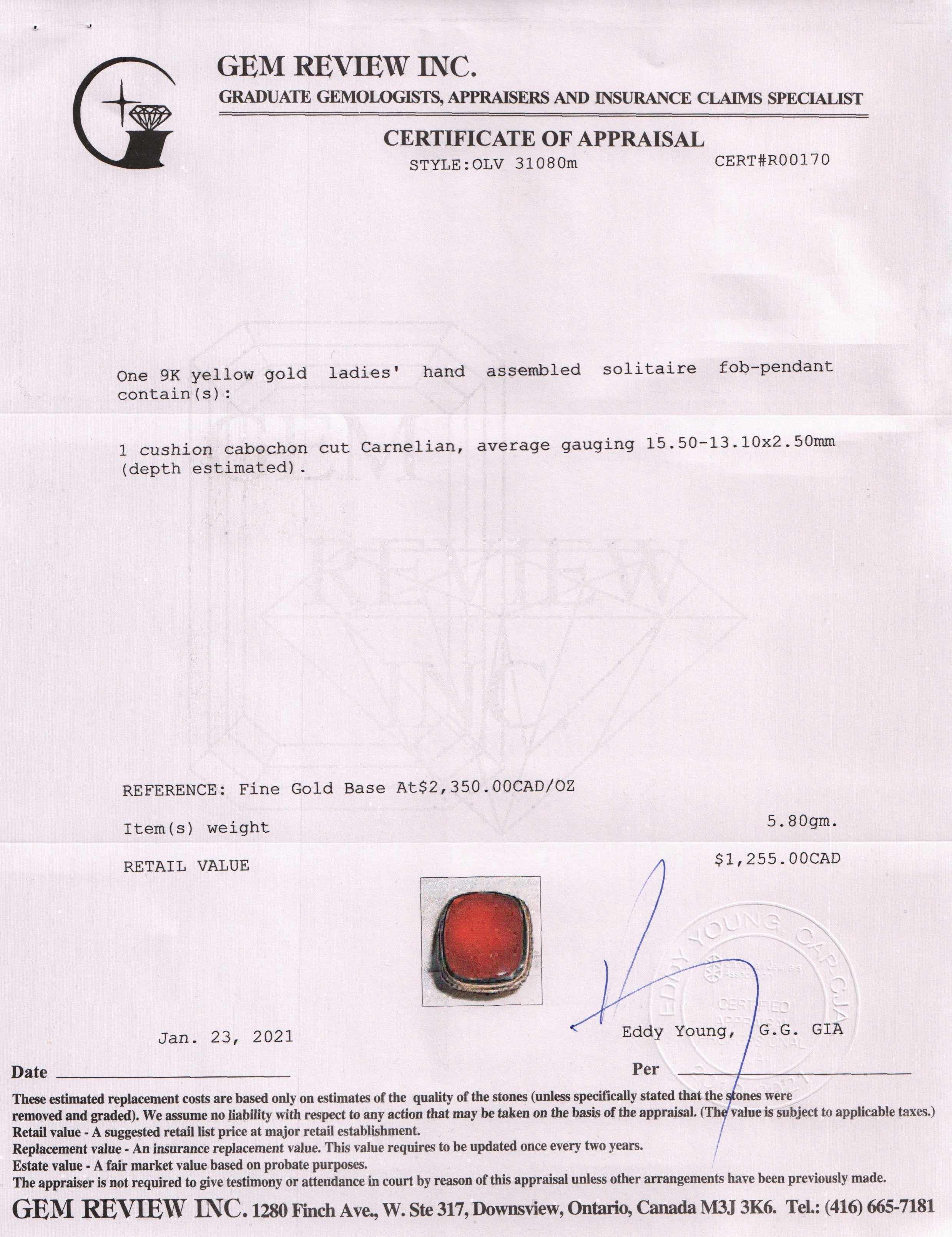 Antique Carnelian Fob-Pendant