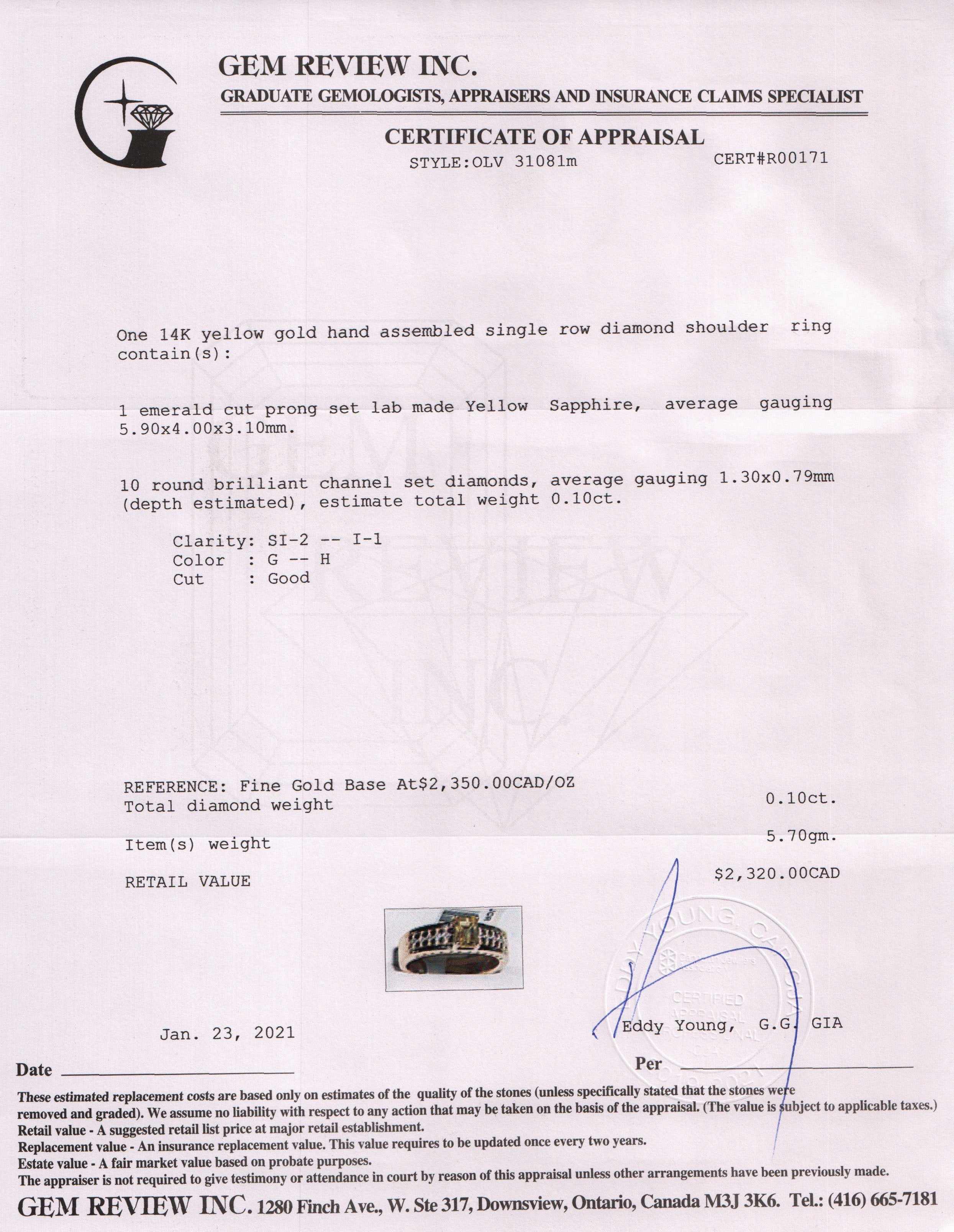 Yellow Sapphire and Diamond Ring