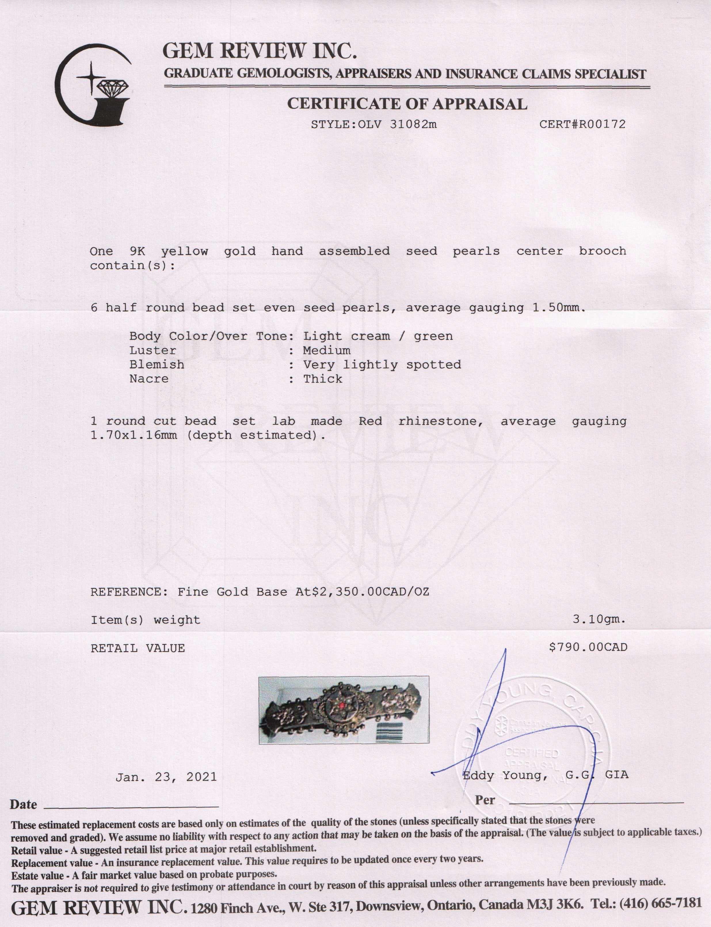 Antique Pearl Bar Brooch