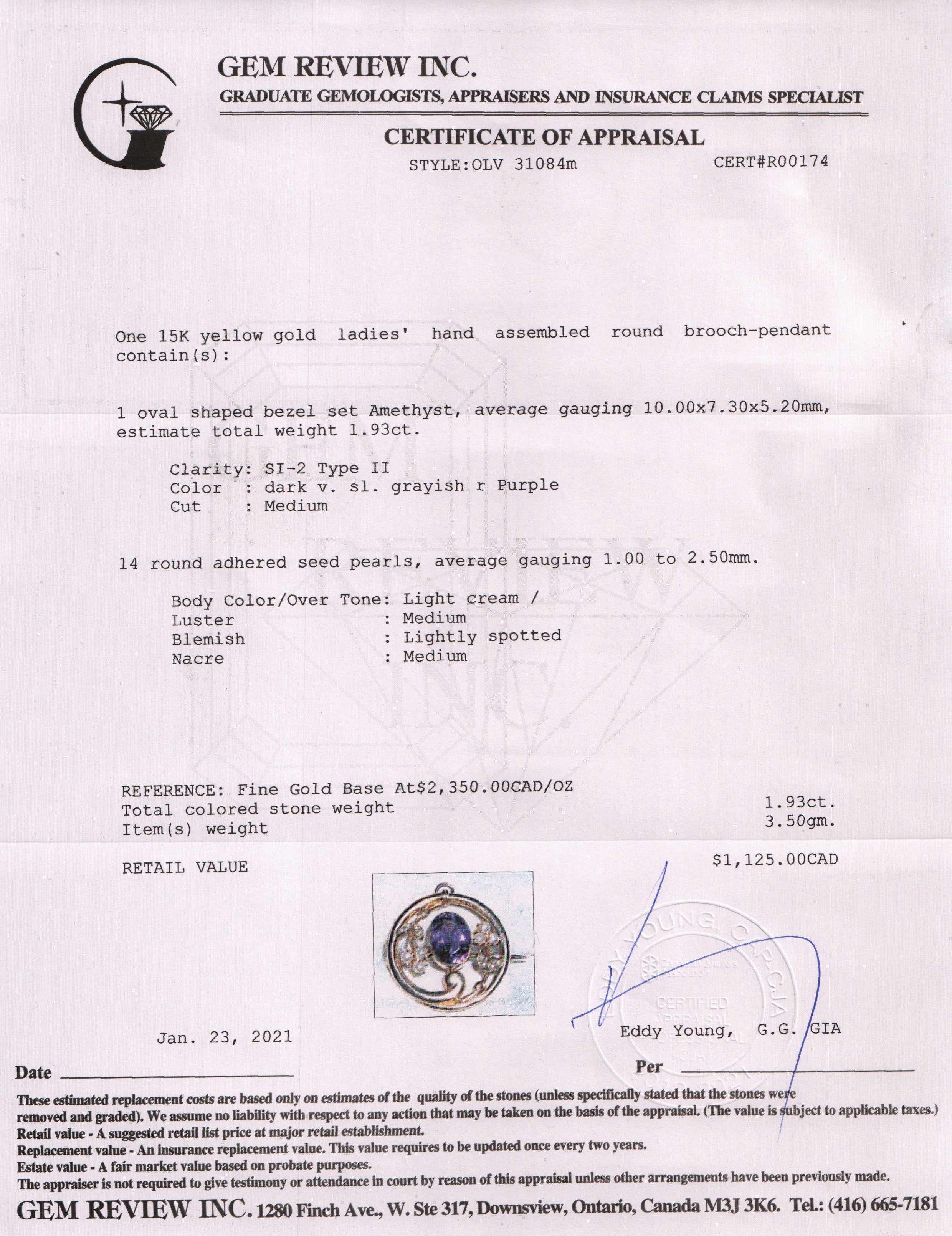 Antique Amethyst and Pearl Brooch/Pendant