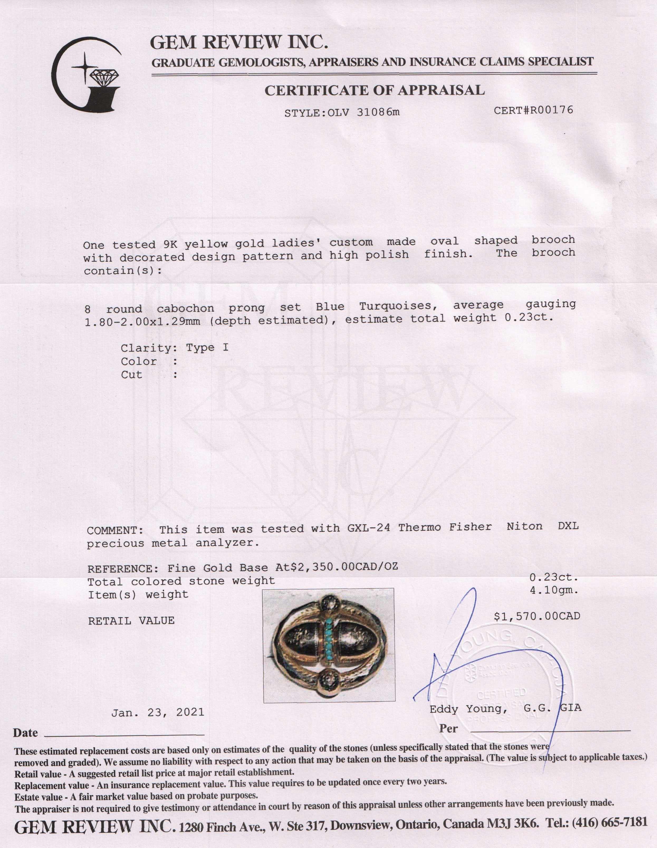 Antique Blue Turquoise Brooch/Pendant