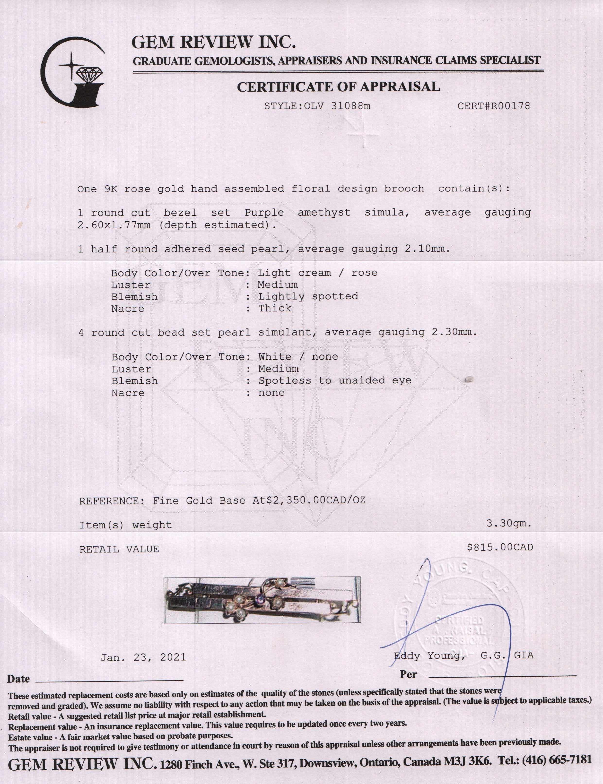 Antique Amethyst and Pearl Bar Pin Brooch