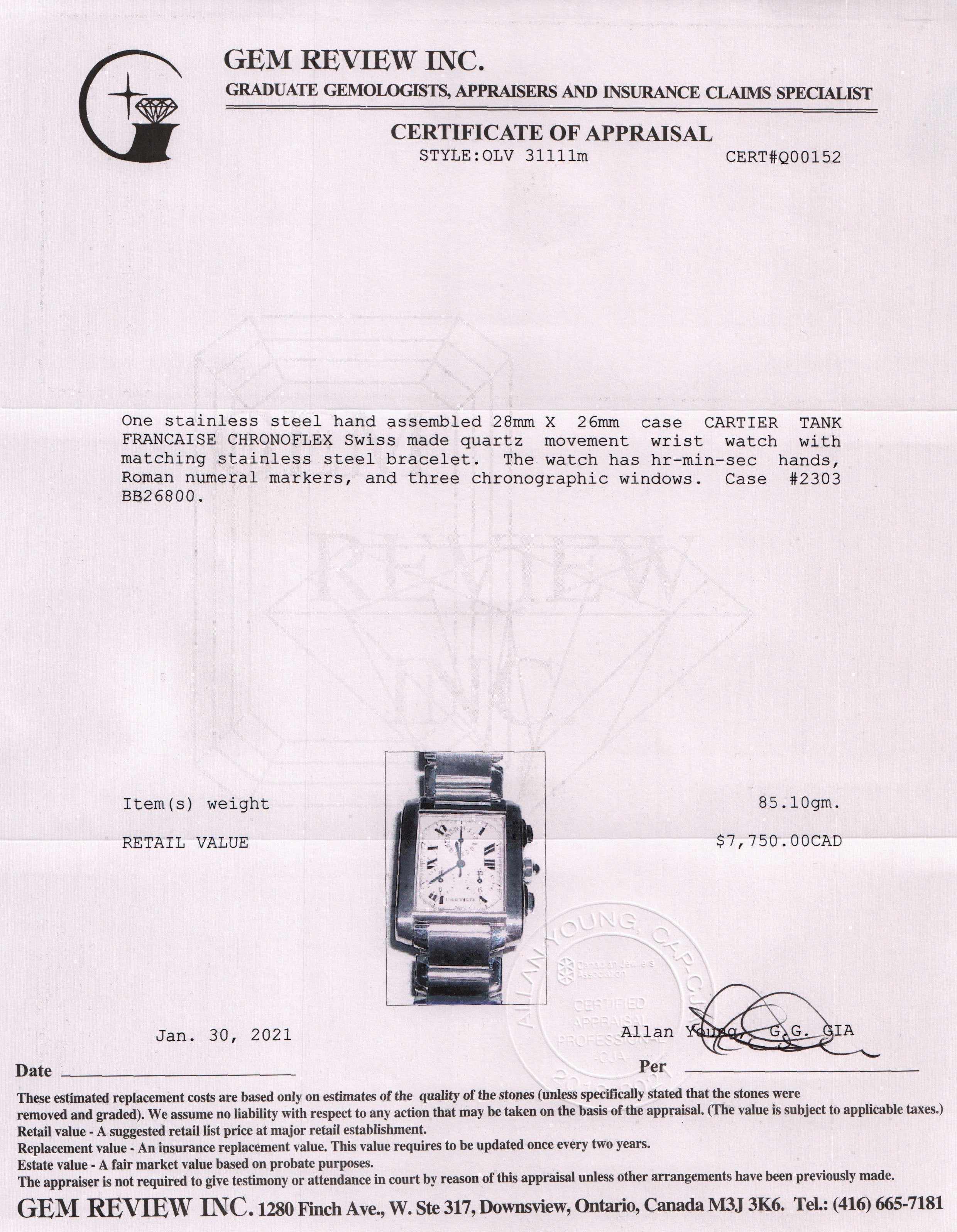 Cartier Tank Francaise Chronoflex Watch