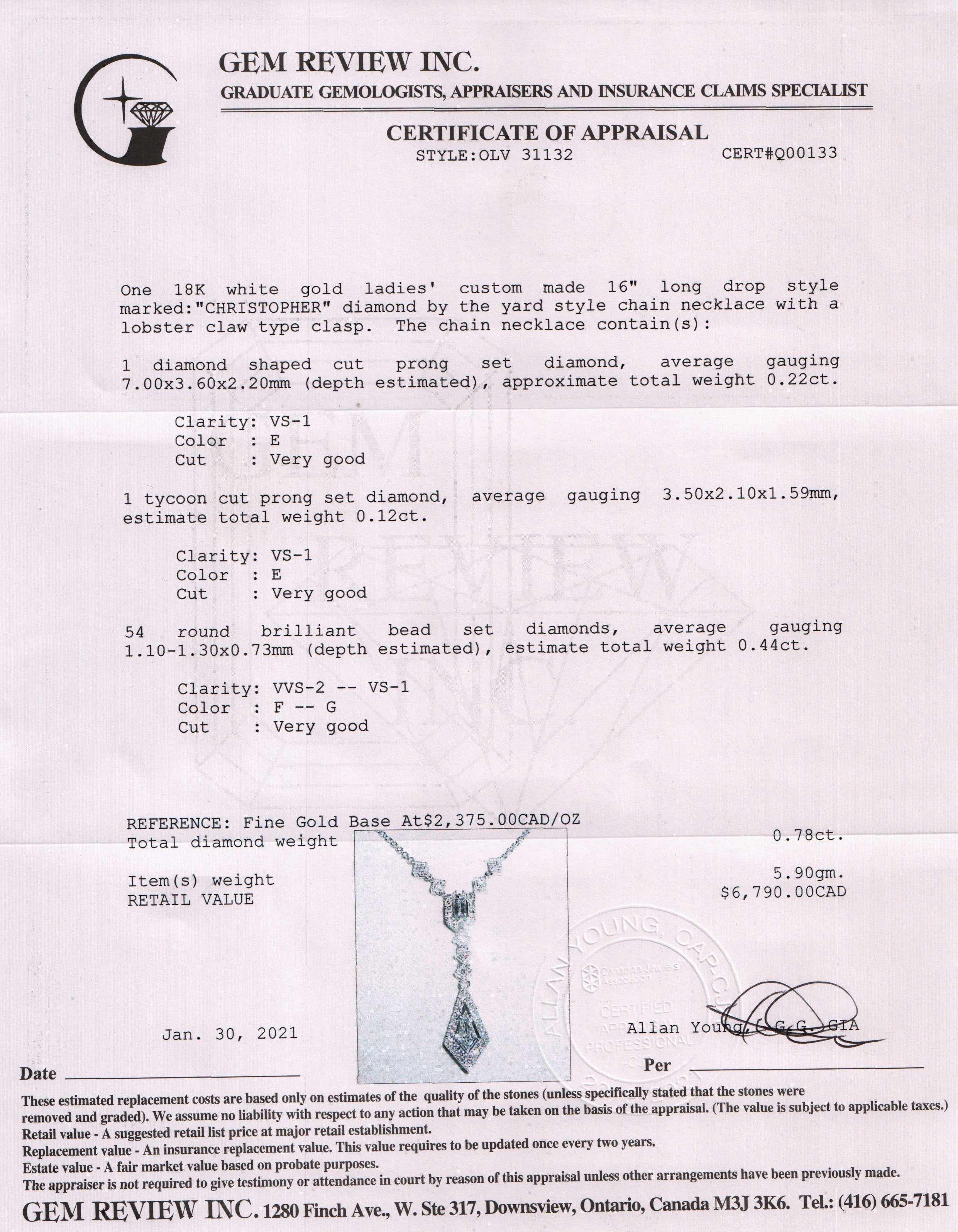 Diamond Drop Pendant Necklace