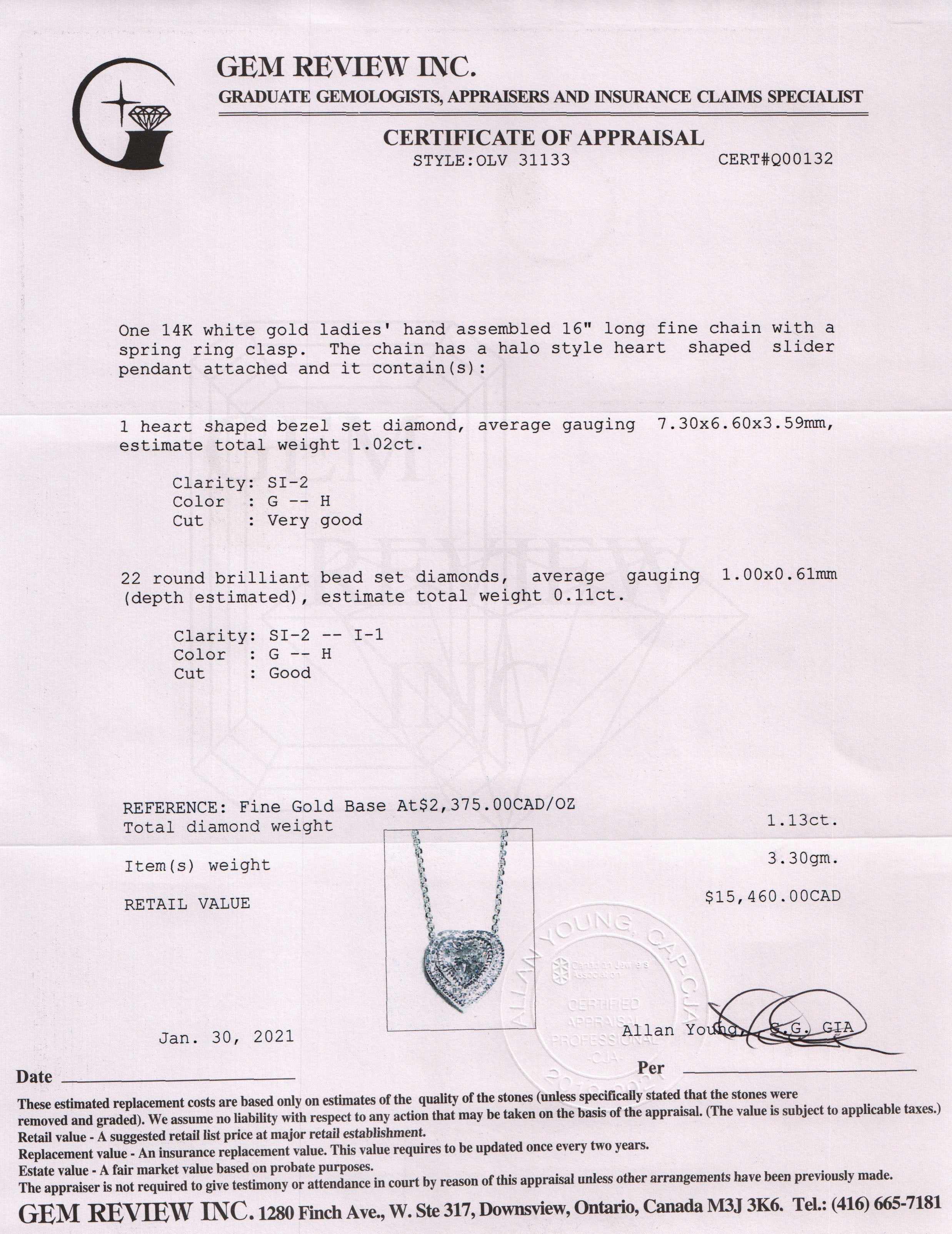 Diamond Heart Slider Pendant Necklace