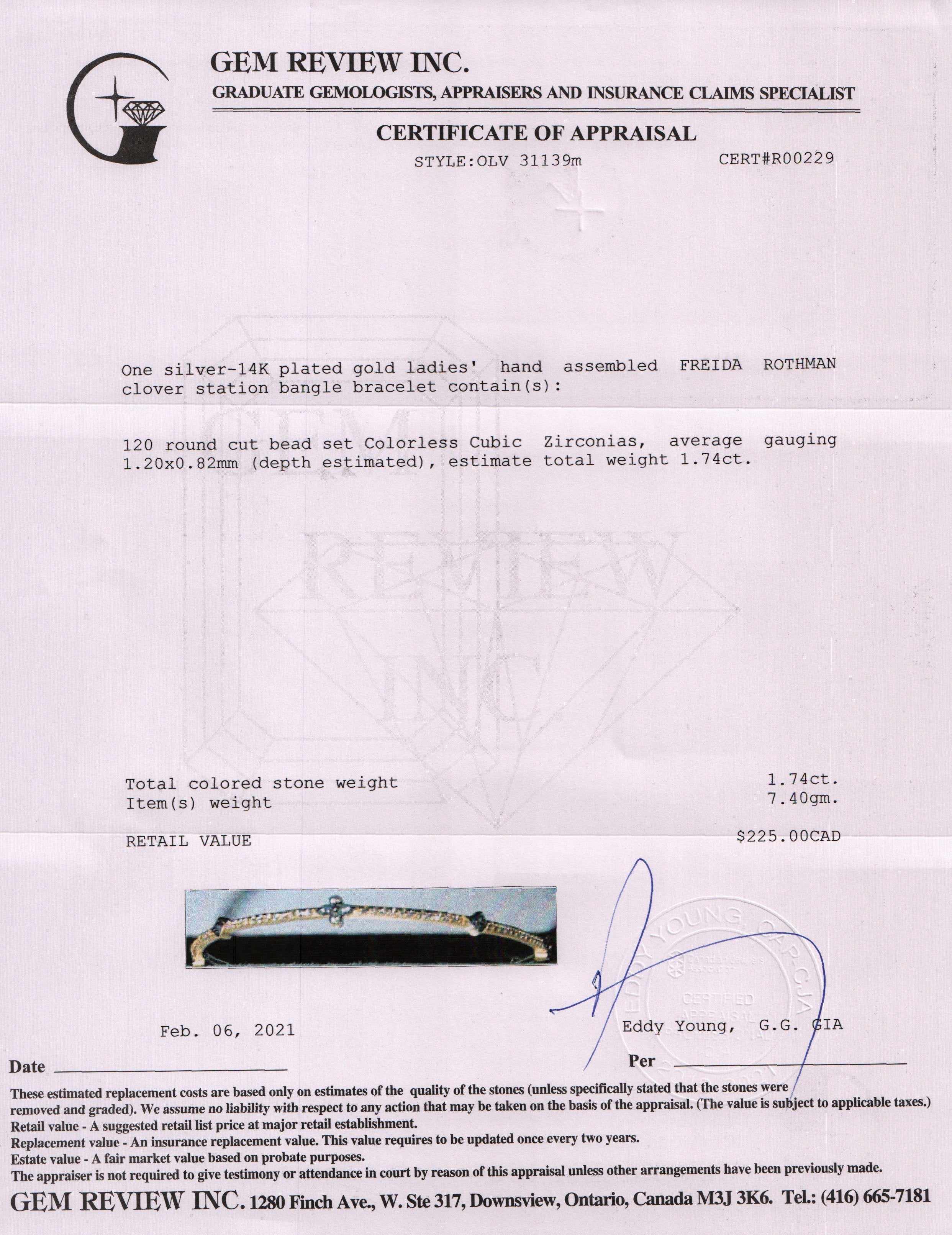 Freida Rothman Clover Station Bangle Bracelet