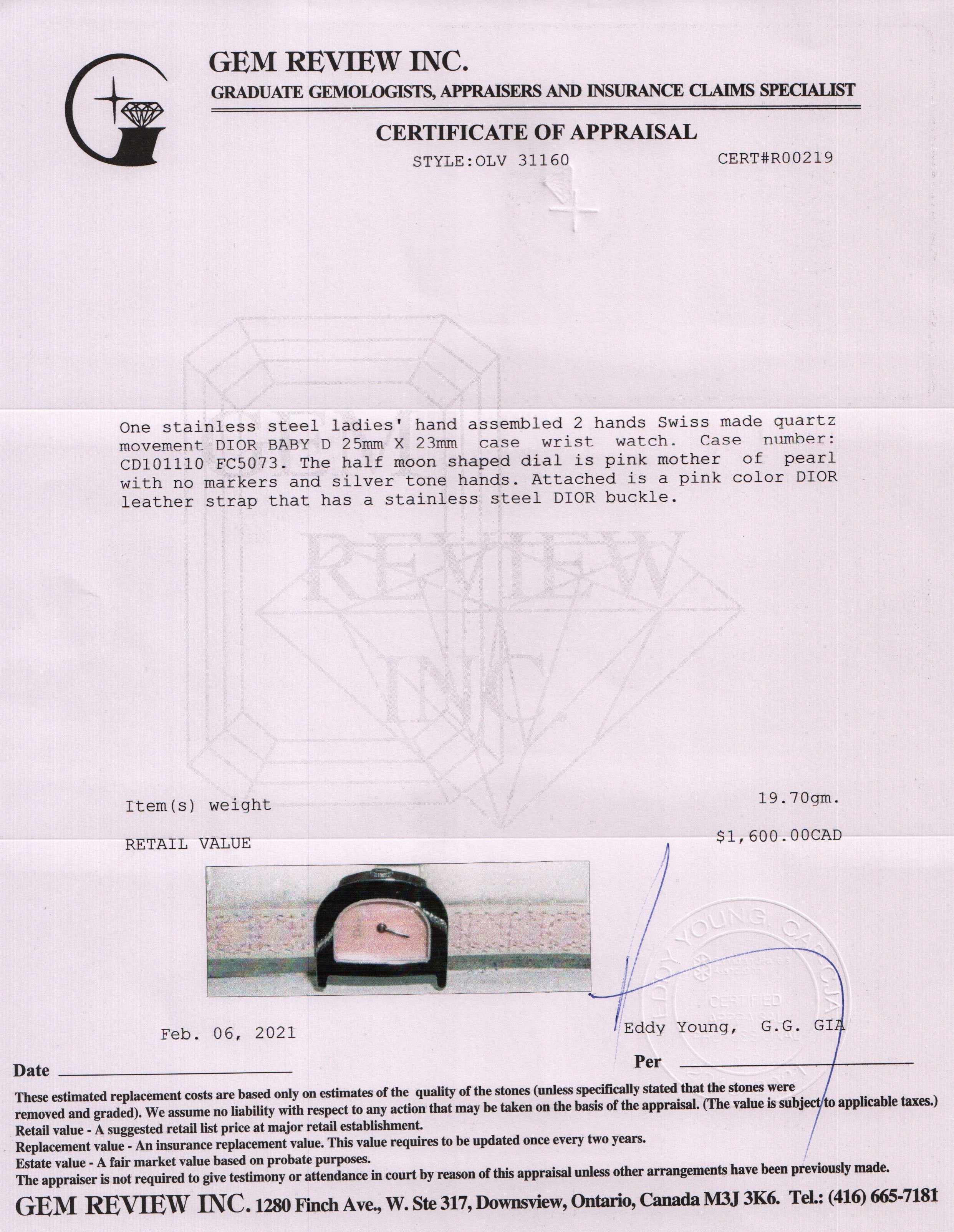 Christian Dior Baby D Watch