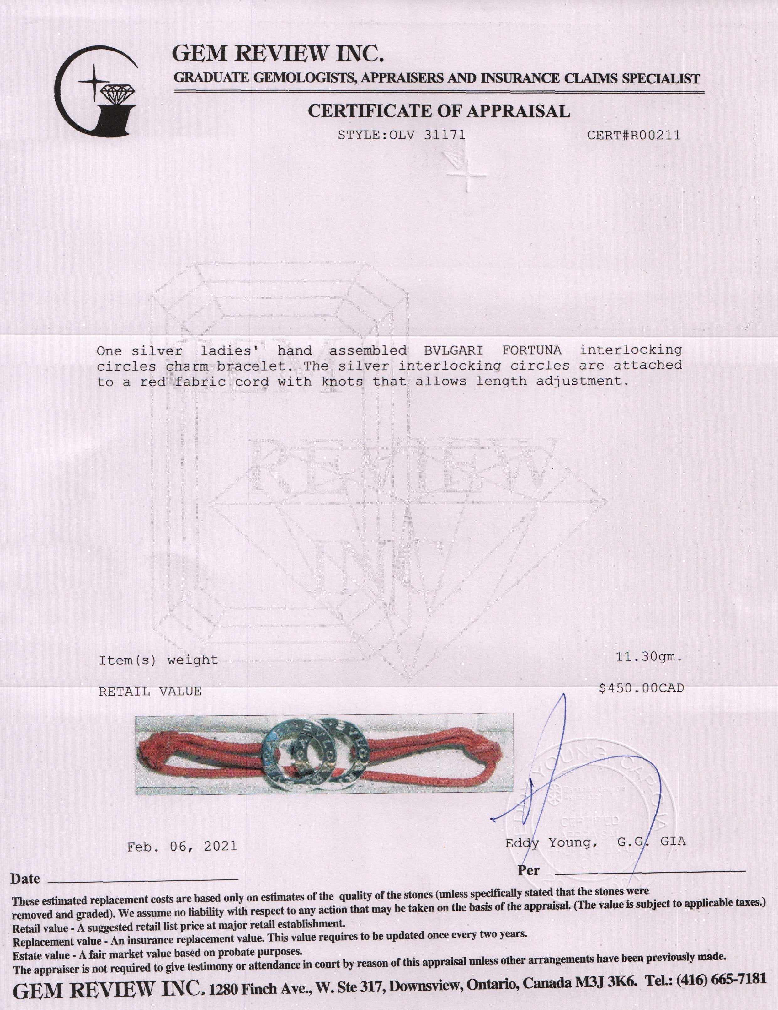 BVLGARI Fortuna Interlocking Circles Charm Bracelet