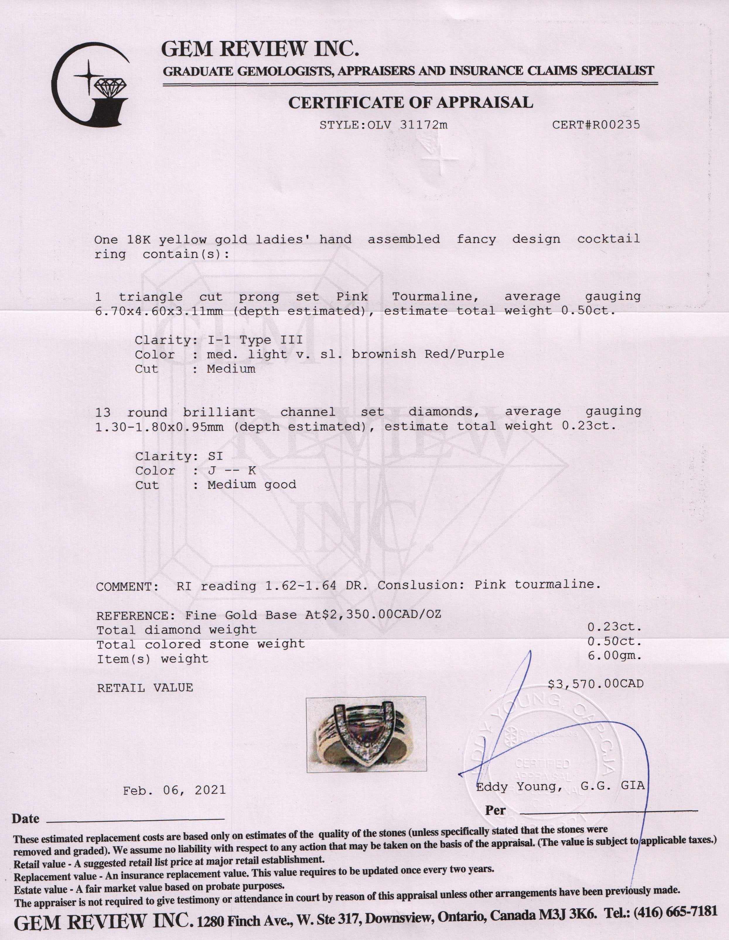 Pink Tourmaline and Diamond Cocktail Ring