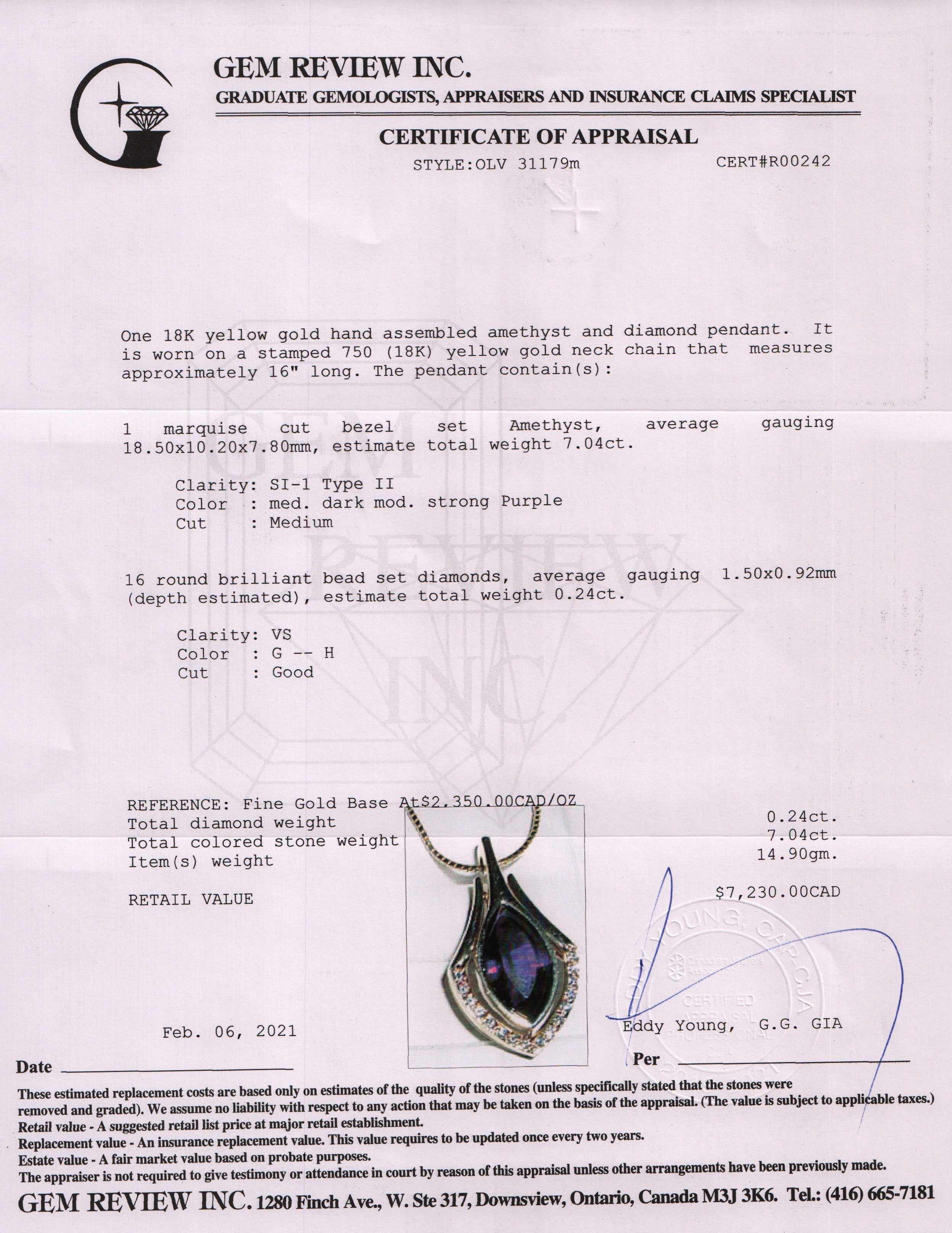 Amethyst and Diamond Pendant Necklace