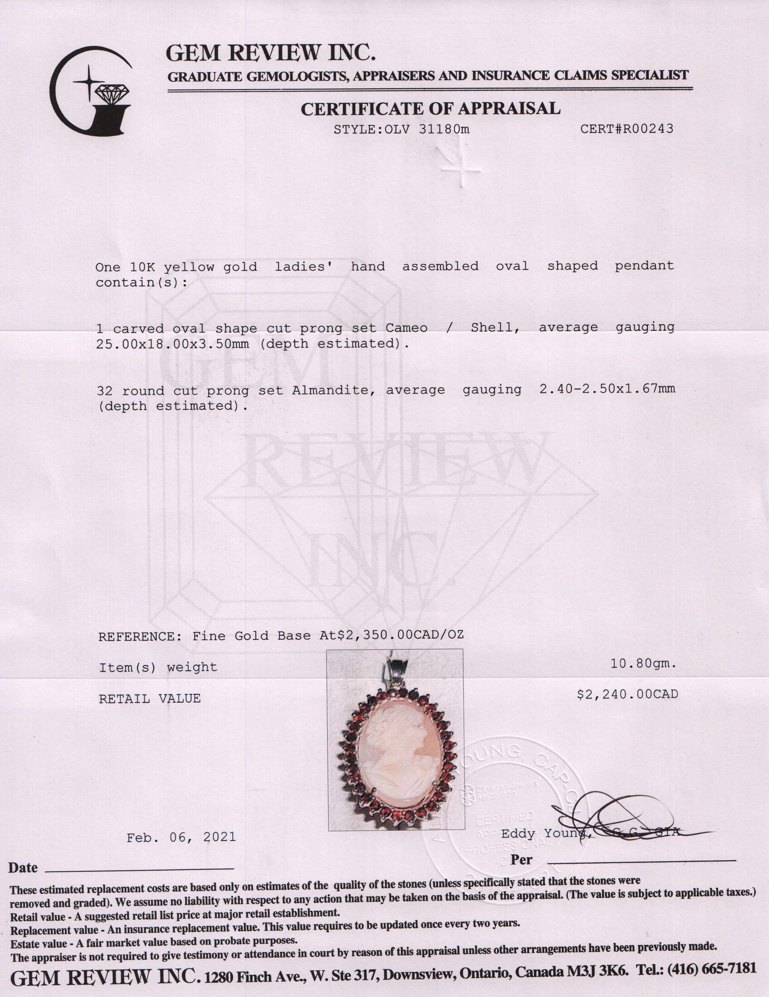 Antique Cameo and Garnet Pendant