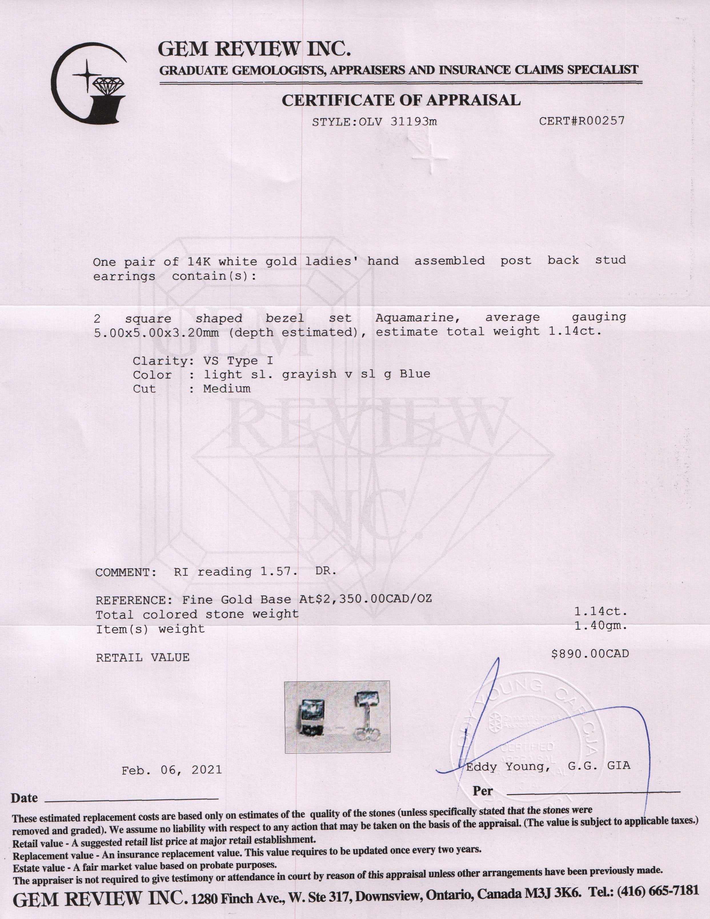 Aquamarine Stud Earrings