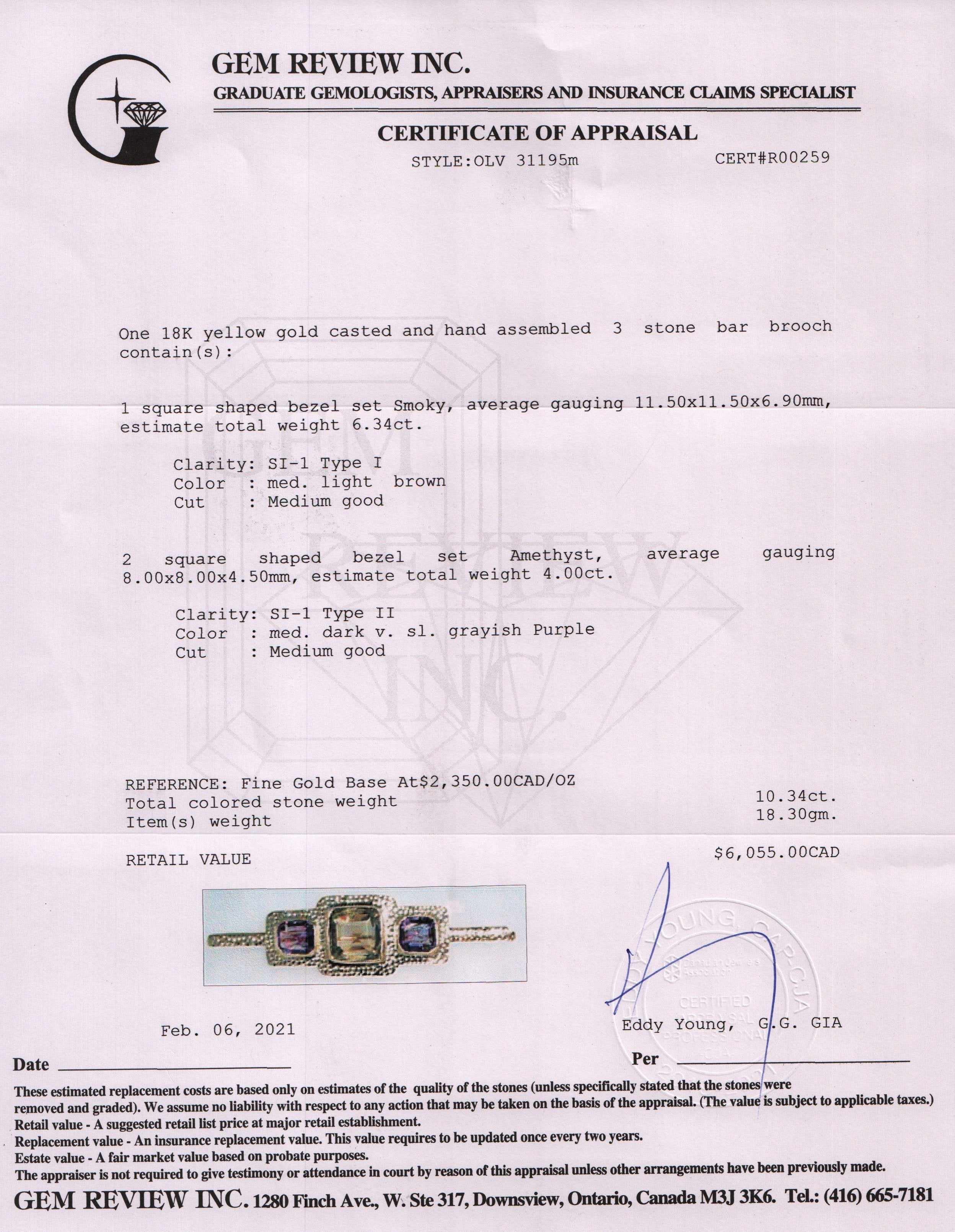 Three Stone Bar Brooch