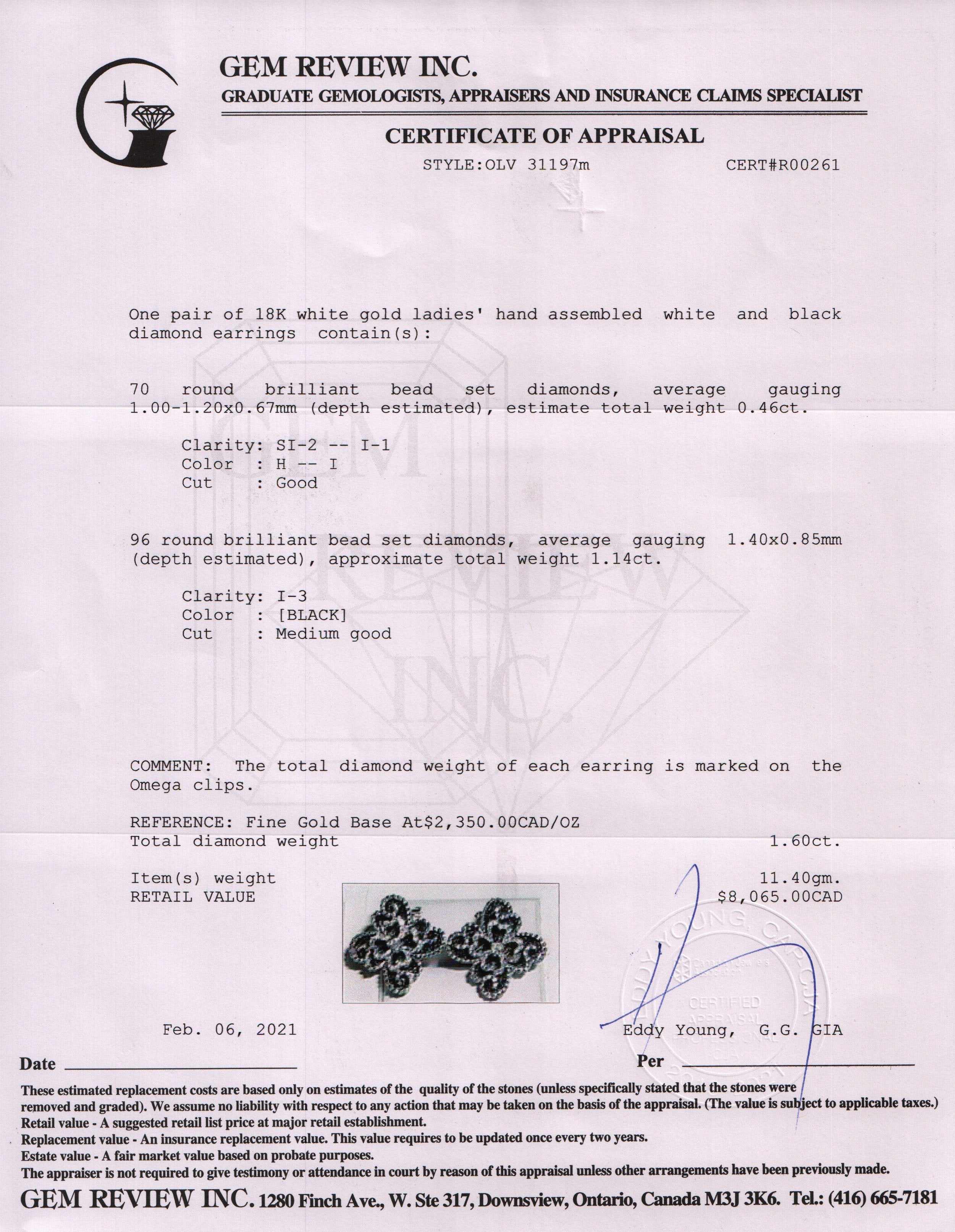 Black and White Diamond Earrings